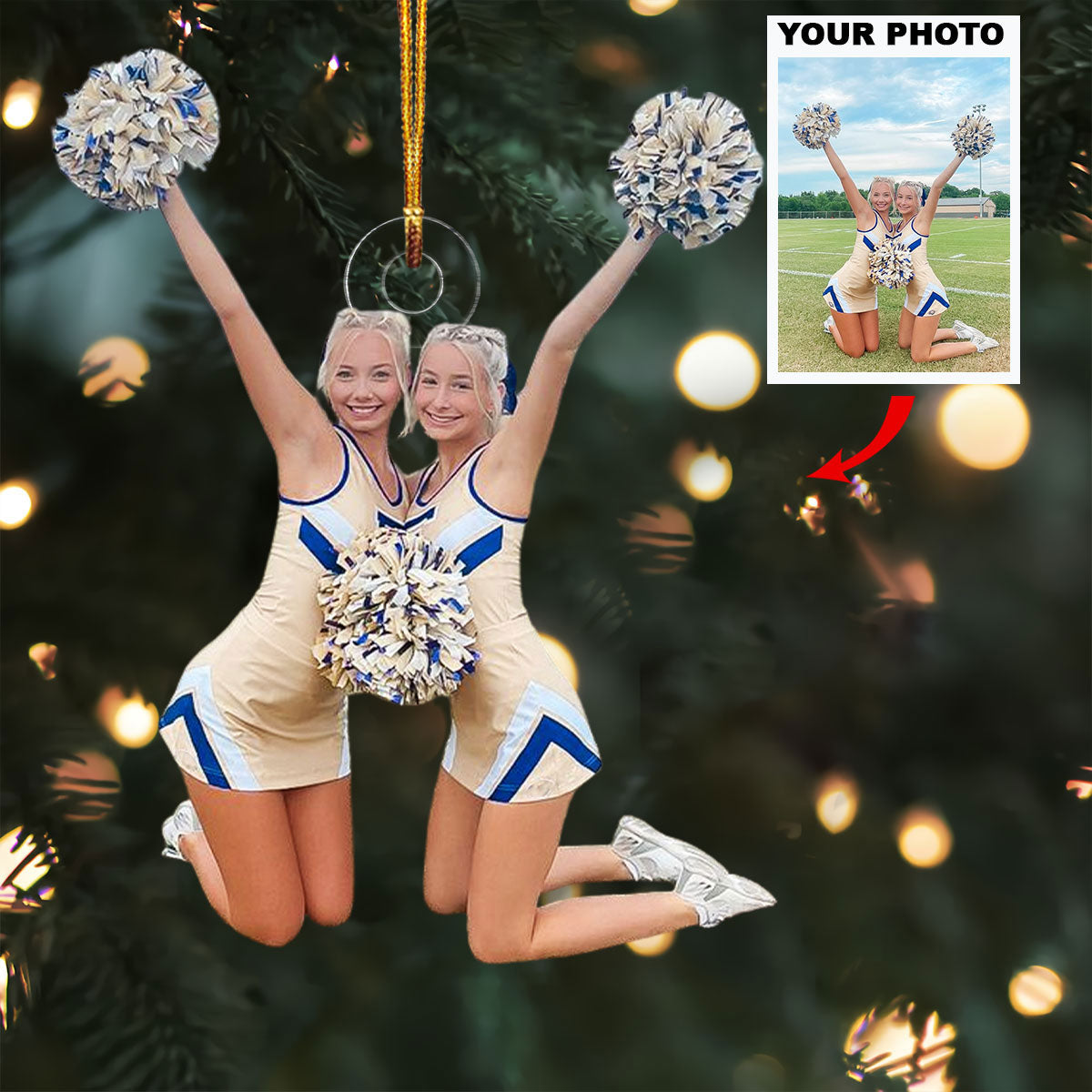Victory Vibes Personalized Photo Mica Ornament Christmas Gift For Cheerleaders Family