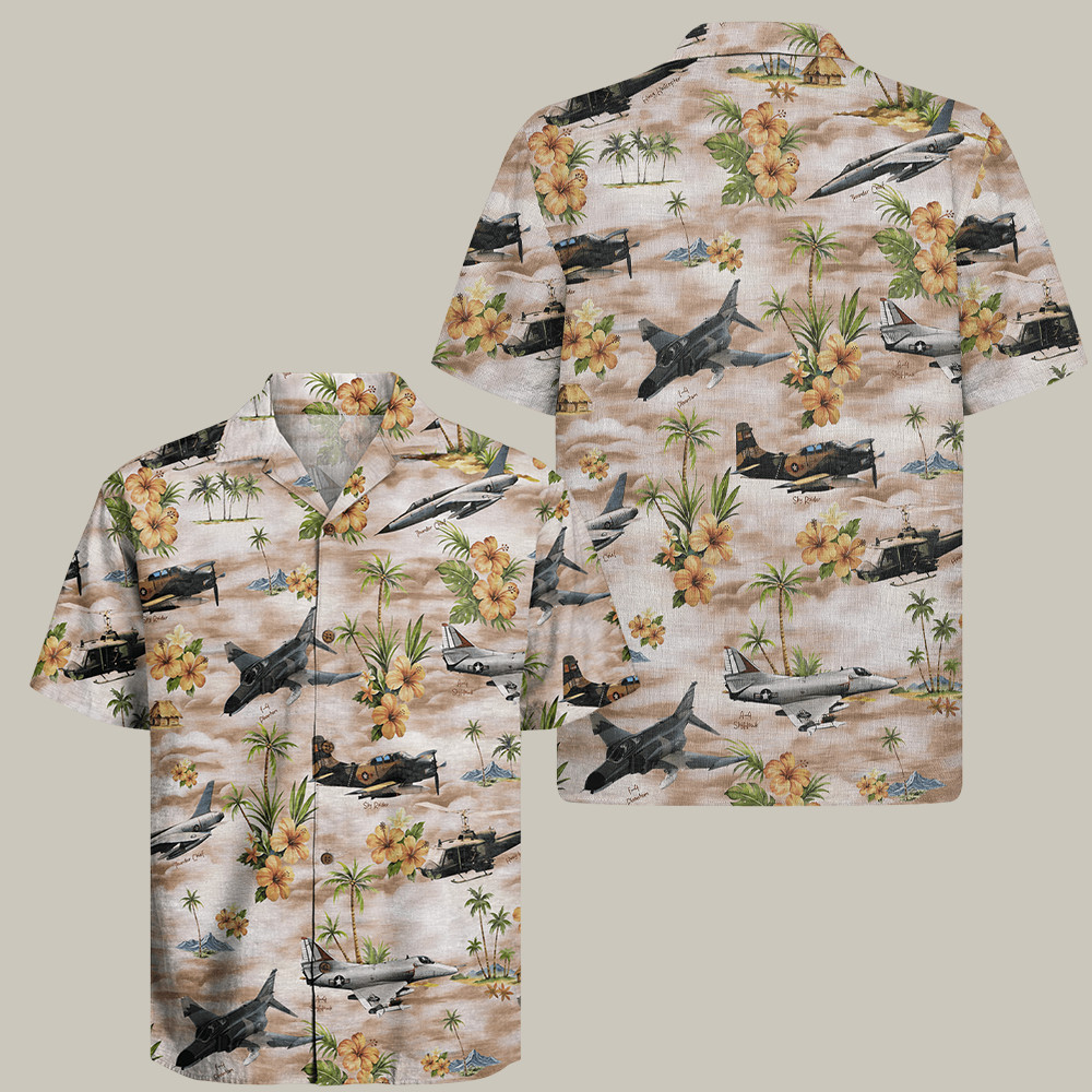 Vietnam Aircraft Hawaiian Shirt Aircraft Apparel Gift For Vietnam Veteran Dad