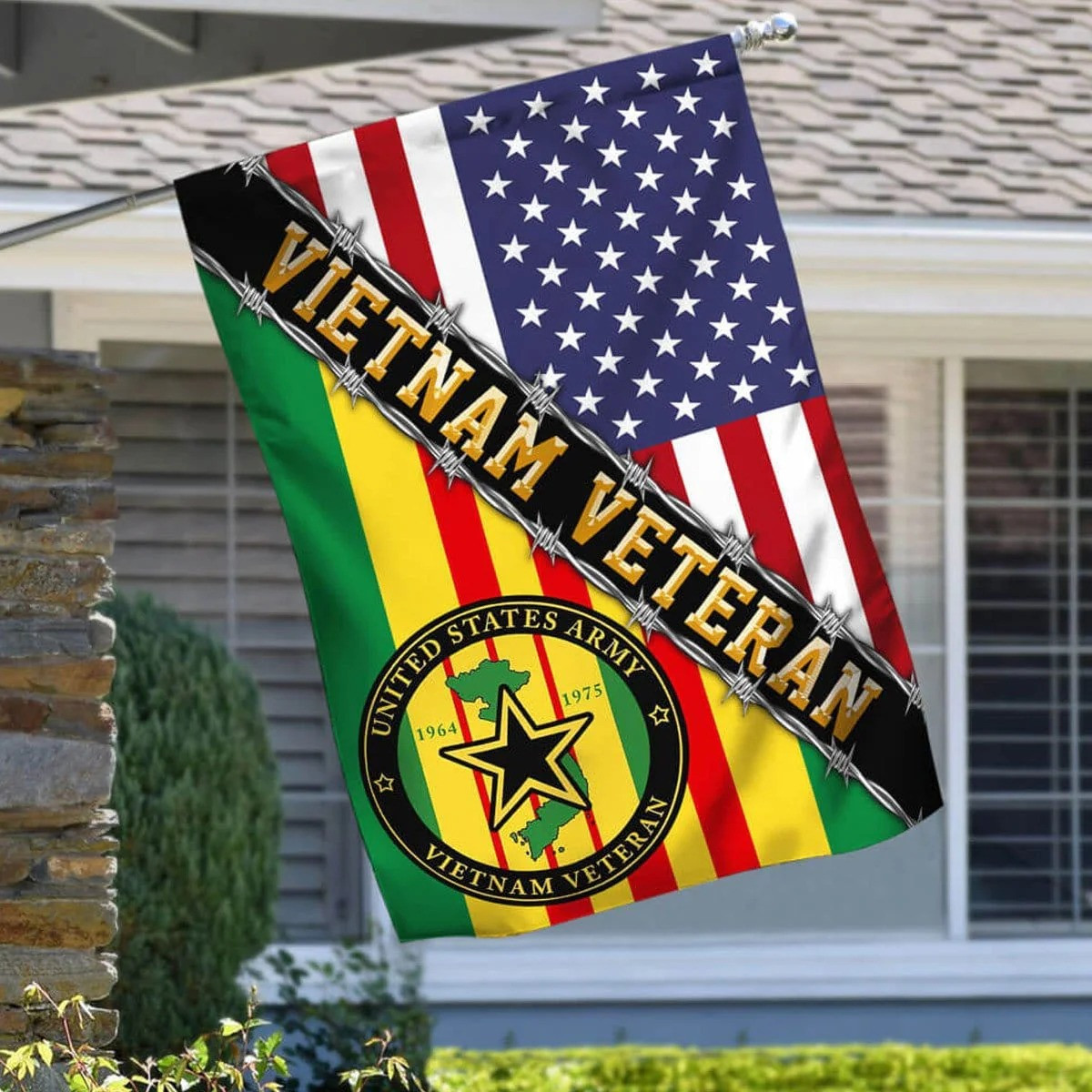 Vietnam Veteran Patriotic Flag Vietnam Veteran Lest We Forget House Flag 4th Of July Gift