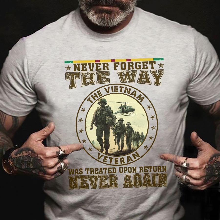 Vietnam Veteran Shirt Never Forget The Way Was Treated Upon Return Never Again T-Shirt