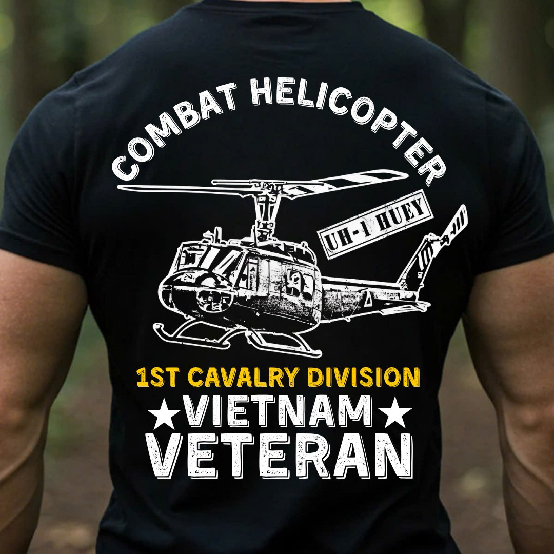 Vietnam Veteran T-Shirt Combat Helicopter 1st Cavalry Division Clothing Gifts For Veterans Day