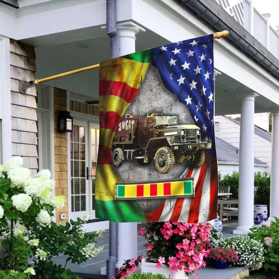 Vietnam War Veteran M54 Gun Truck Flag Vietnam Service Ribbon Garden Flag Gift For Patriots