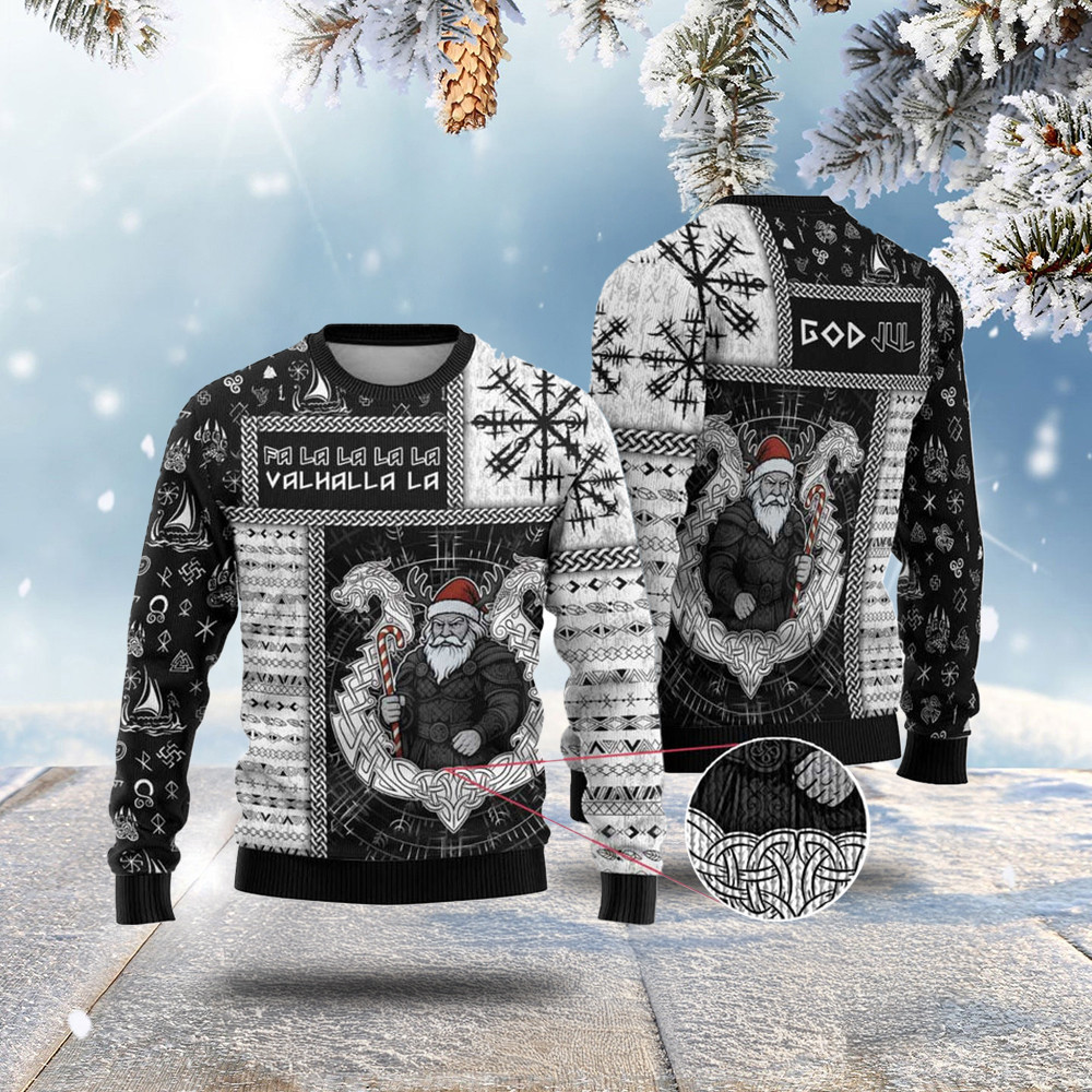 Viking Christmas Ugly Christmas Sweater Fa La La La Valhalla La