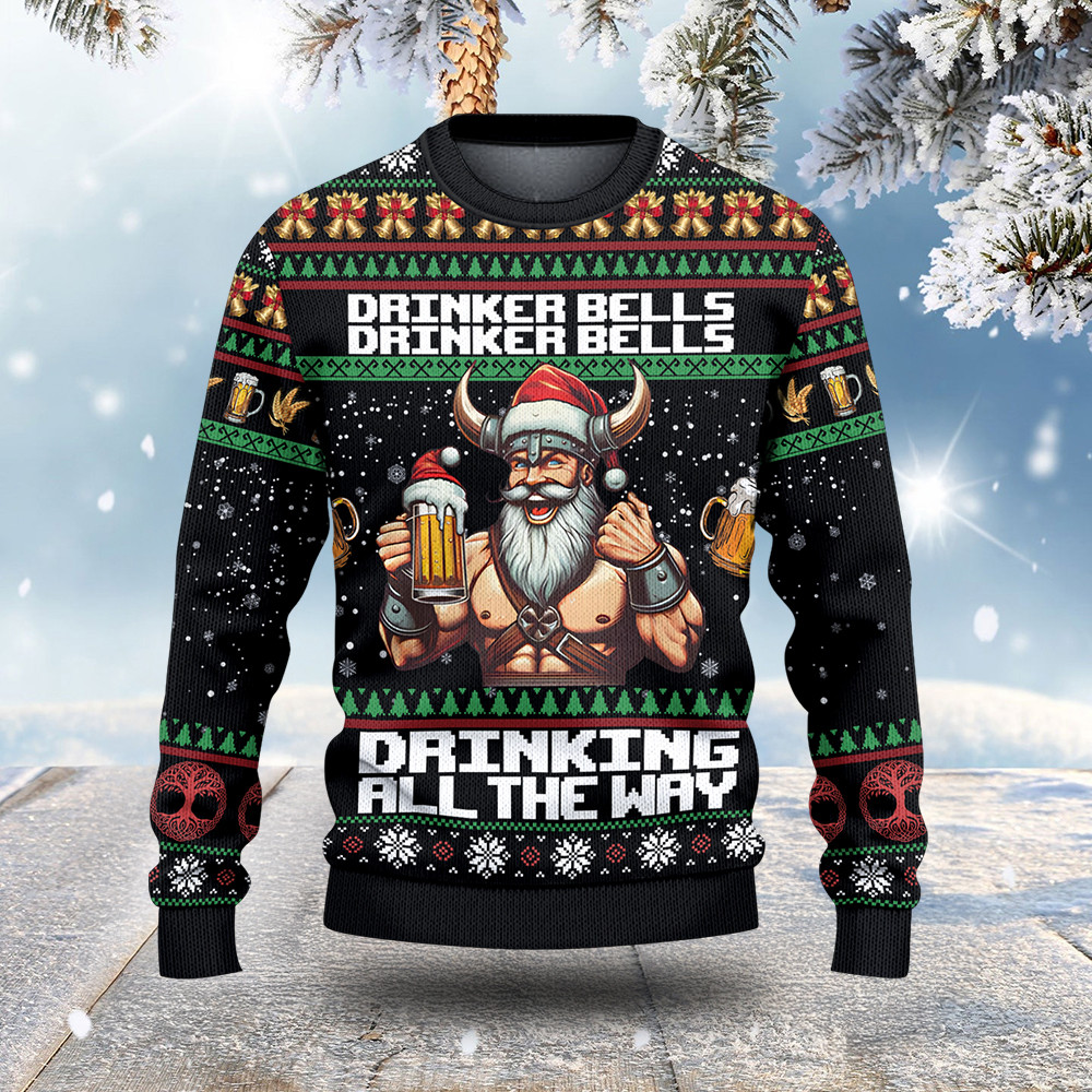 Viking Drinker Bells Ugly Christmas Sweater Holiday Clothing Christmas Gifts For Him