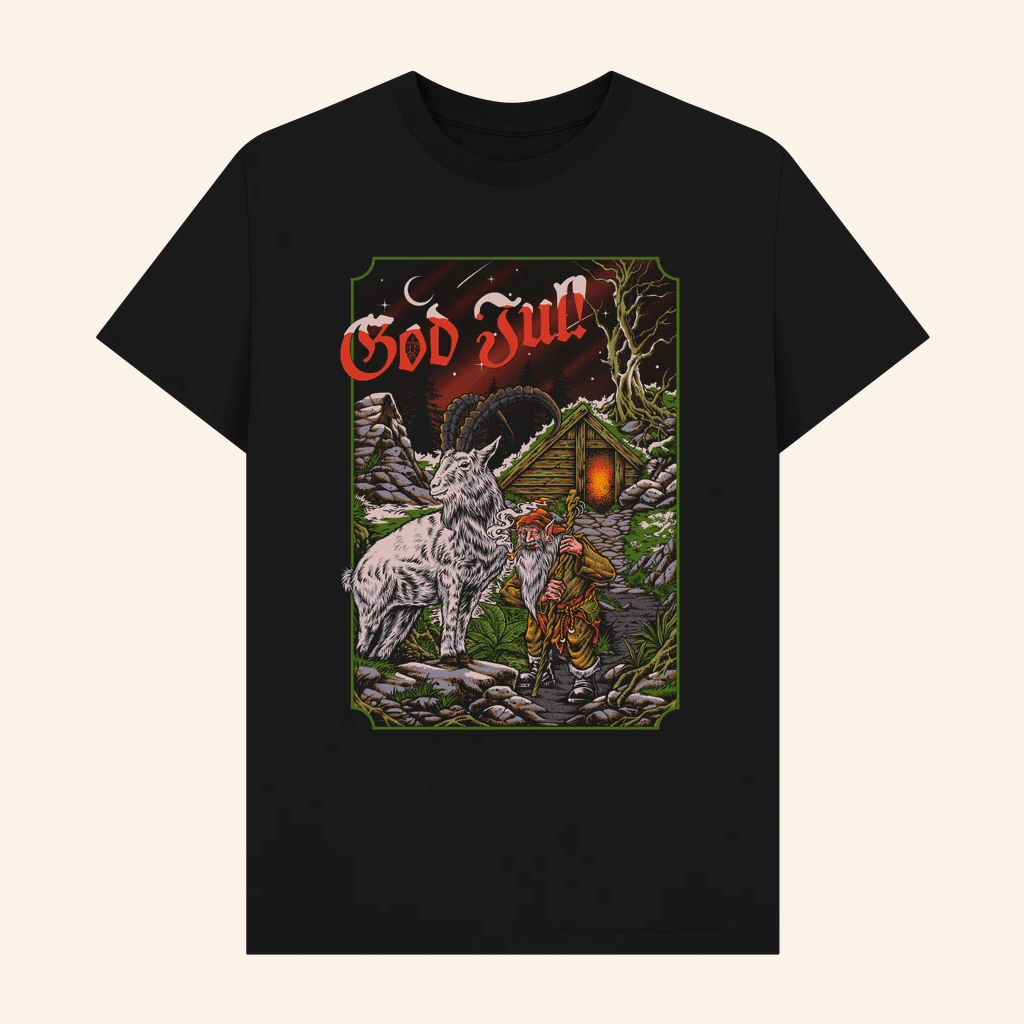 Viking Gifts God Jul Greetings Goat T-Shirt Christmas Gifts For Friends