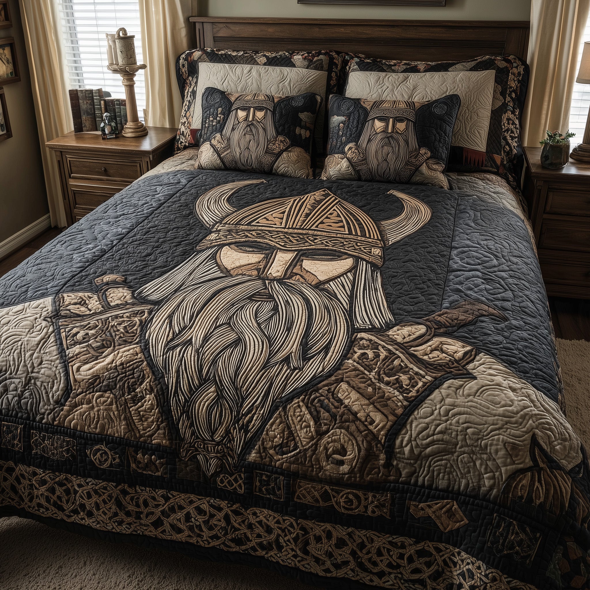 Viking God Quilted Bedding Set Duvet Cover Bedspread Best Birthday Gift For Wife