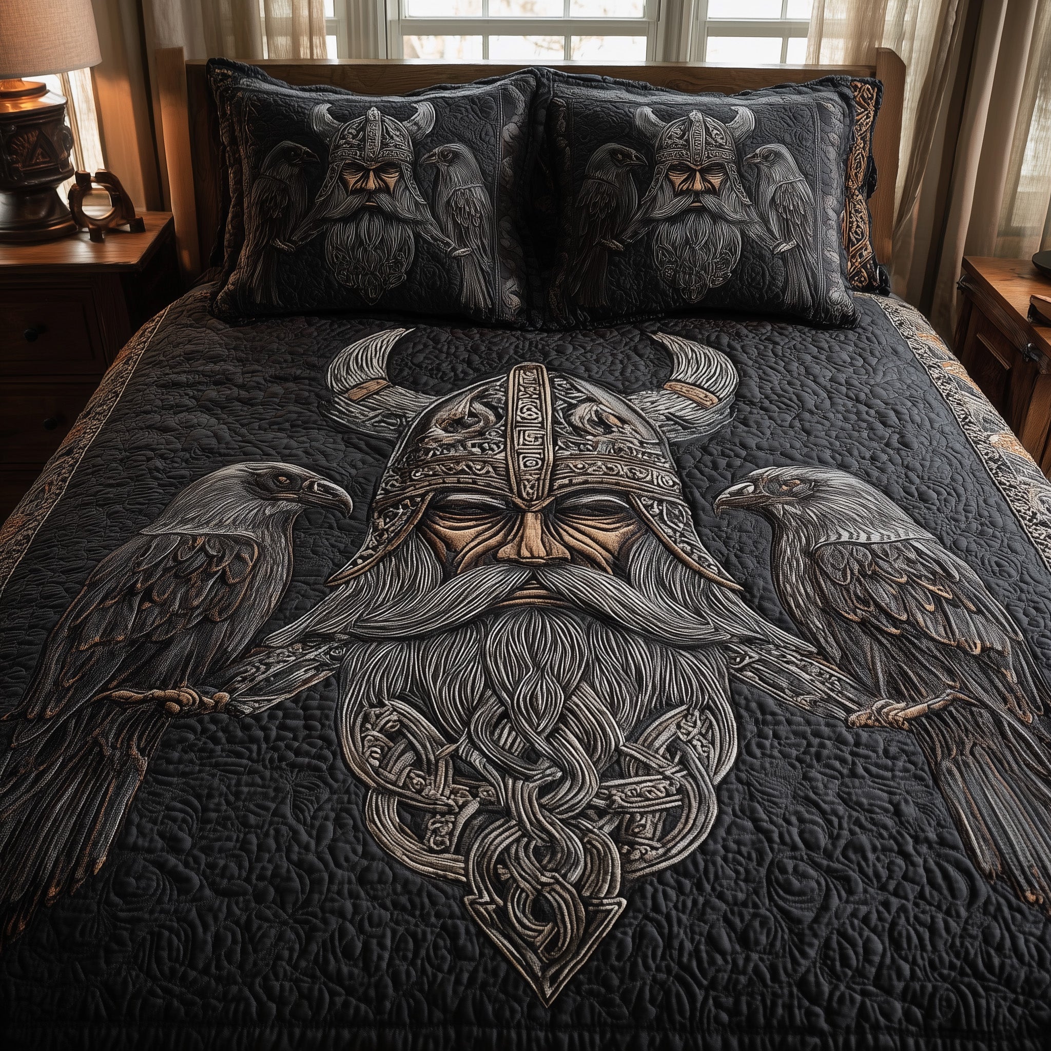 Viking God Quilted Bedding Set Duvet Cover Bedspread Unique Gifts For Employees