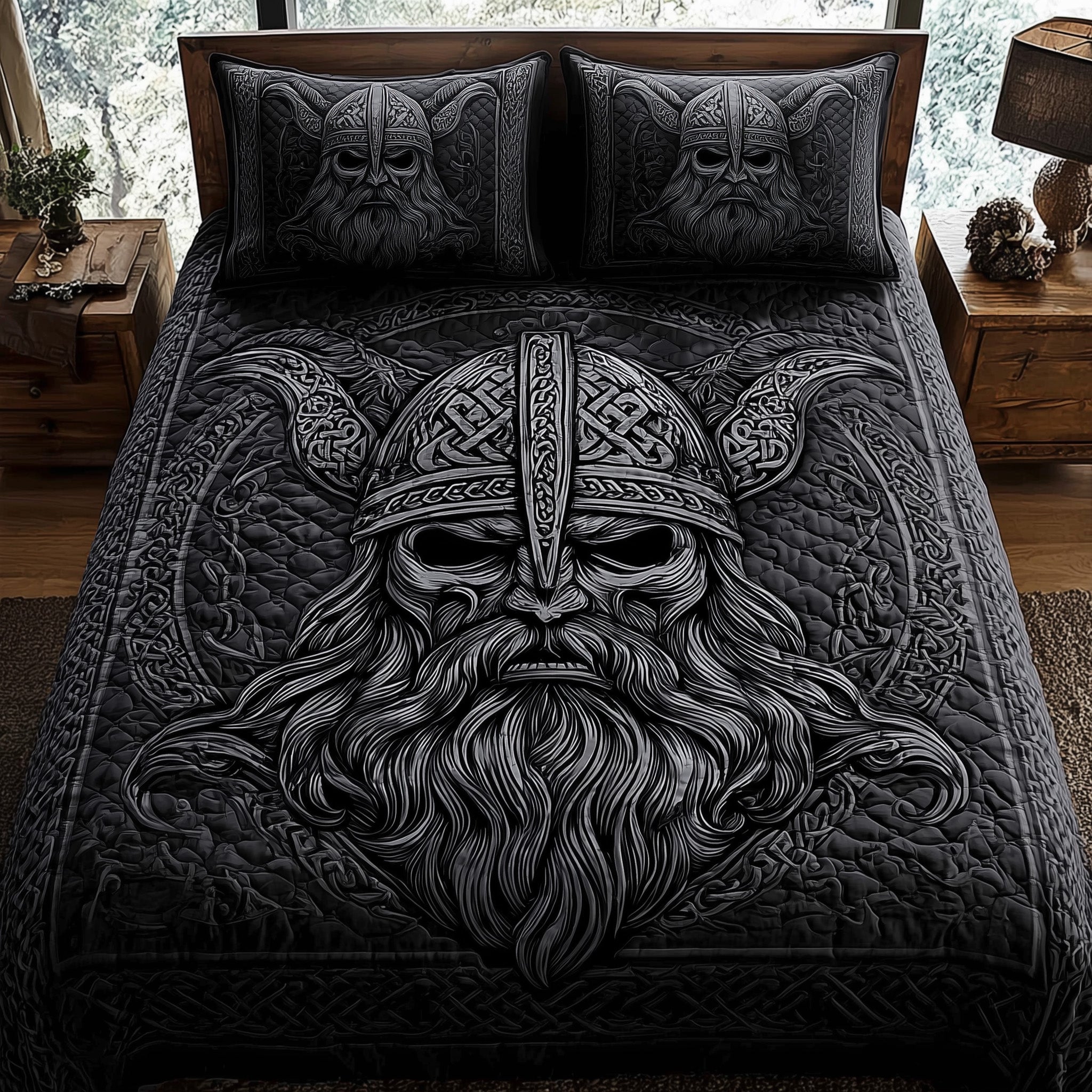 Viking God Quilted Bedding Set For Couples(1)