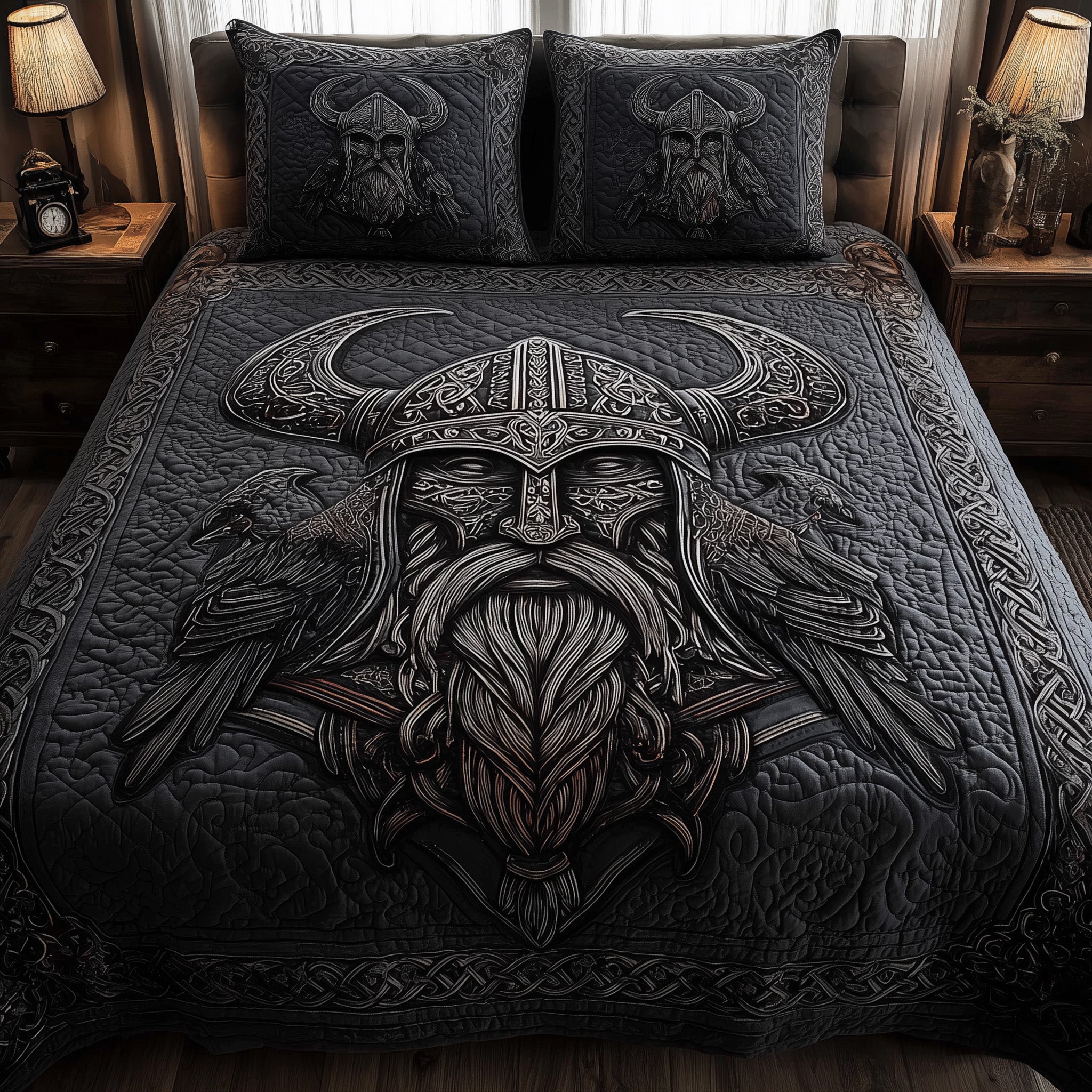 Viking God Quilted Bedding Set For Couples