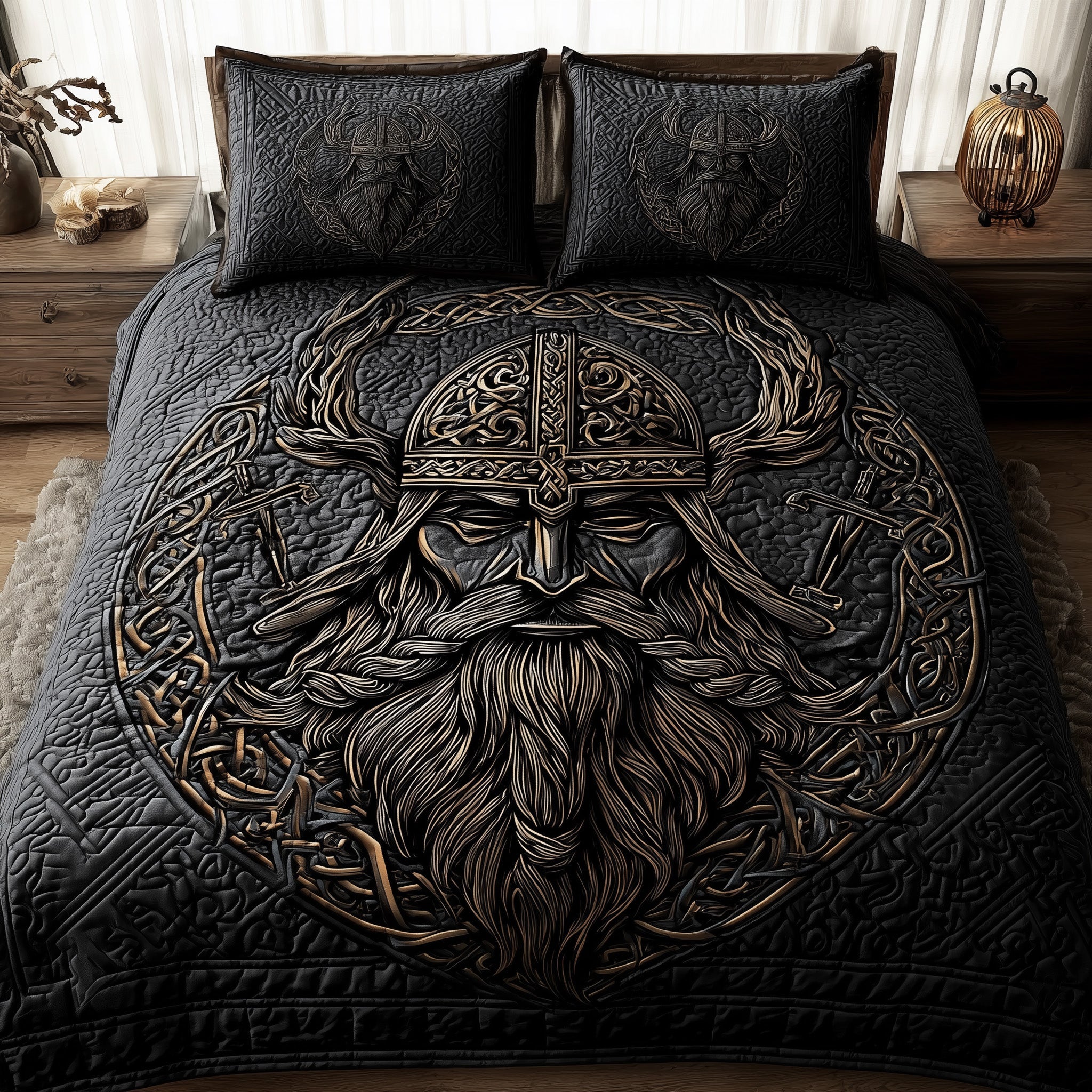Viking God Quilted Bedding Set For Family
