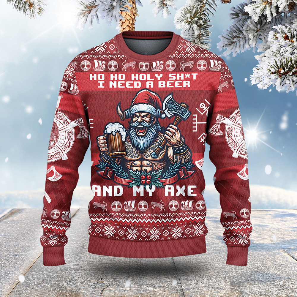 Viking I Need A Beer Ugly Christmas Sweater Holiday Clothing Funny Christmas Jumpers