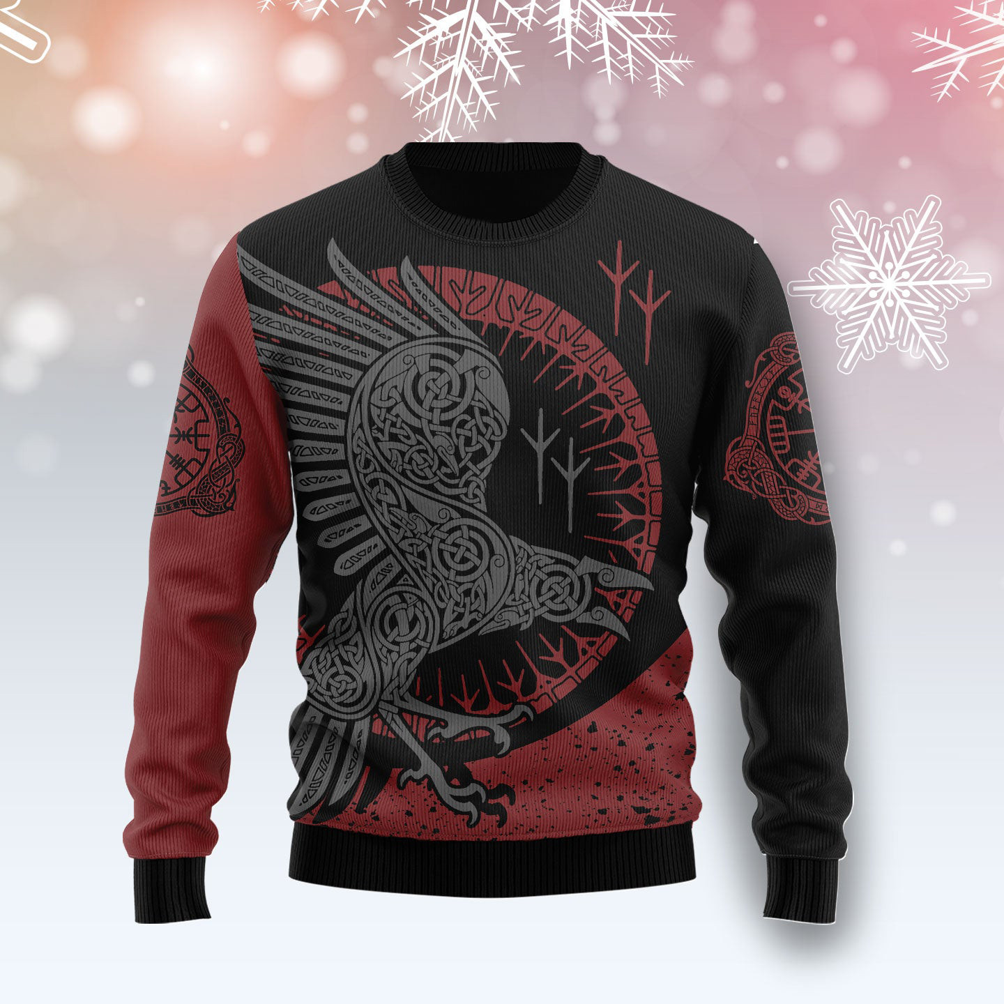 Viking Raven Ugly Christmas Sweater Raven Design Dark Humour Christmas Jumpers