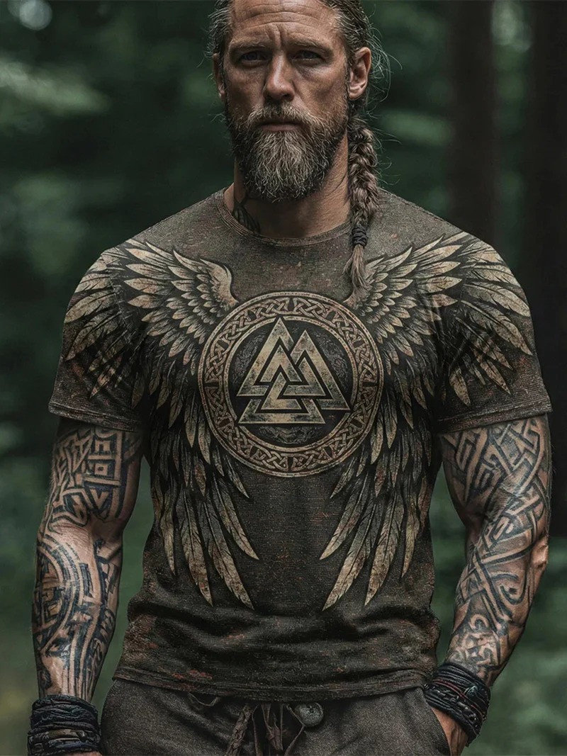 Viking Style Valknut Celtic Wings T-Shirt Valhalla Norse Mythology Warrior Best Gift For Viking Lovers