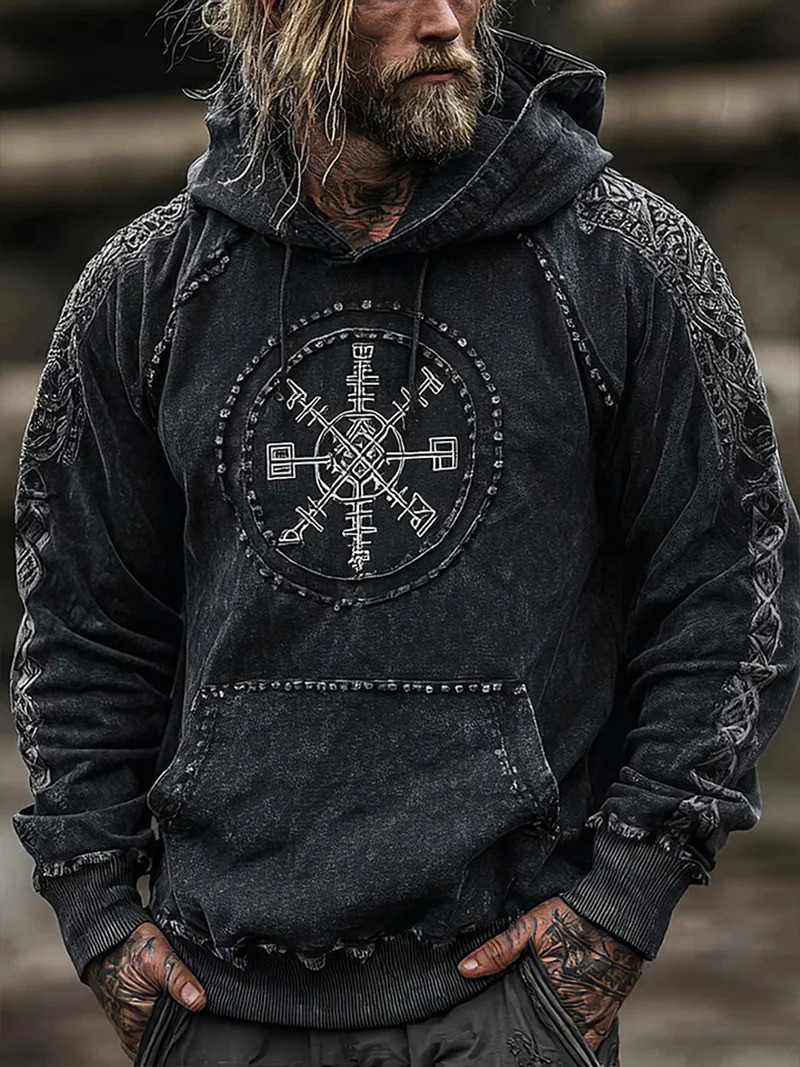 Viking Style Vegvisir Compass Celtic Warrior Hoodie Valhalla Norse Mythology Gift For Viking Lovers