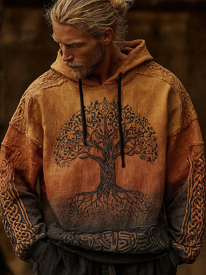 Viking Style Yggdrasil Tree Of Life Hoodie Valhalla Norse Mythology Celtic Warrior Gift For Dad