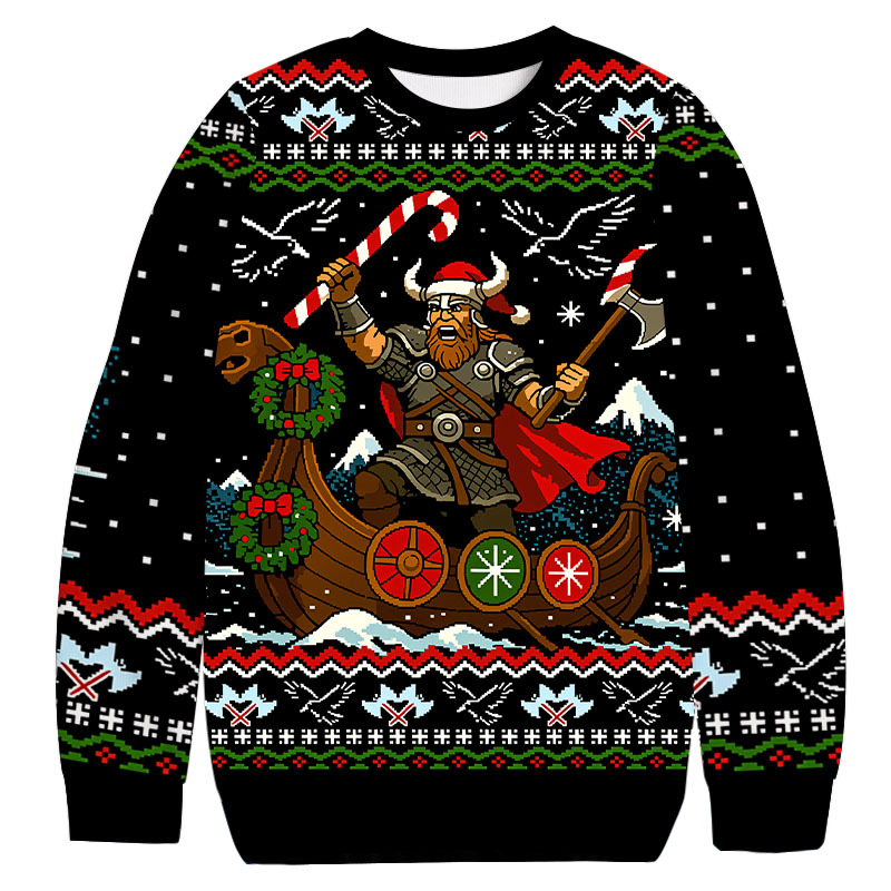 Vikings Celebrate Christmas Ugly Sweatshirt Festive Xmas Winter Sweater Gift Ideas
