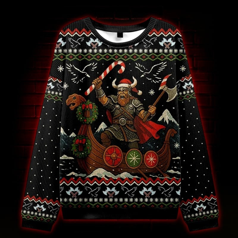 Vikings Celebrate Ugly Christmas Sweater Funny Xmas Clothing Gifts For Friends