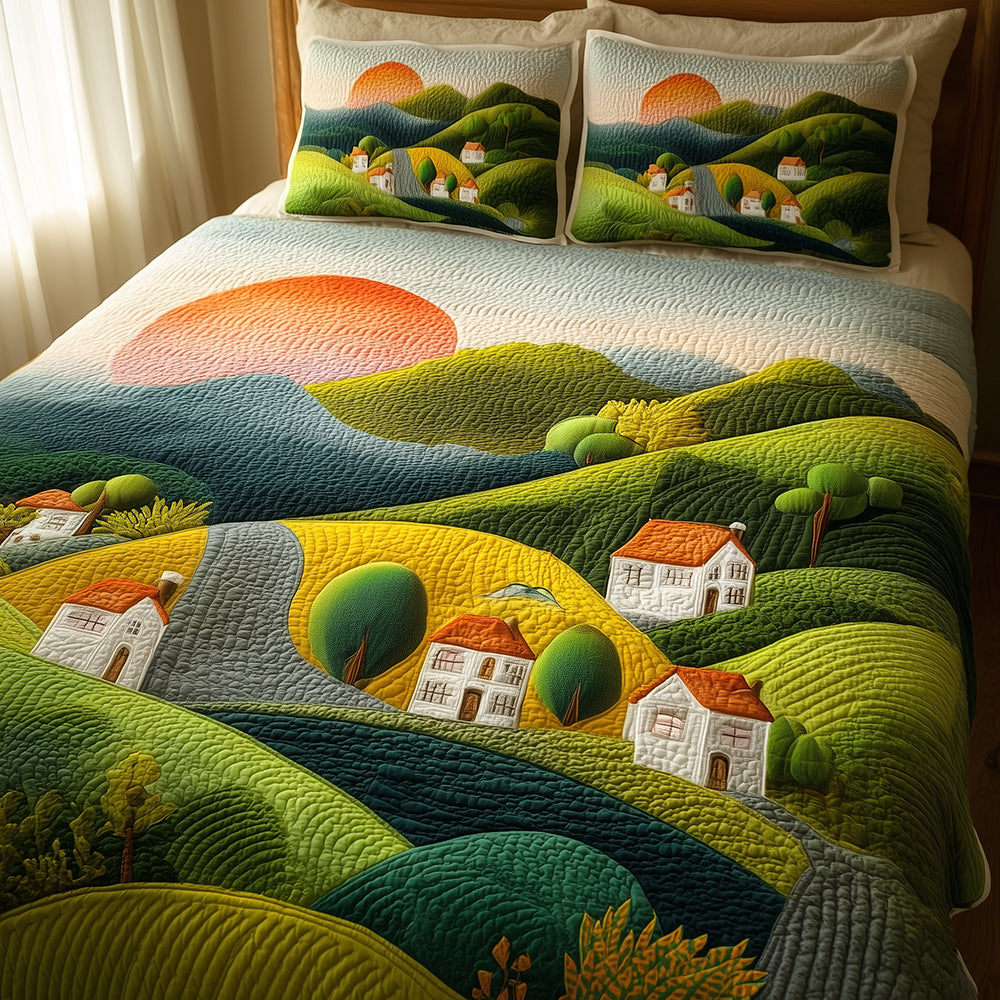 Village Bliss Quilted Bedding Set Best Bedspread Set Christmas Ideas For Family