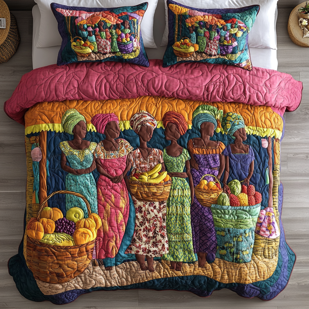 Village Life Quilted Bedding Set Best Comforter Sets African American Heritage Month Gifts