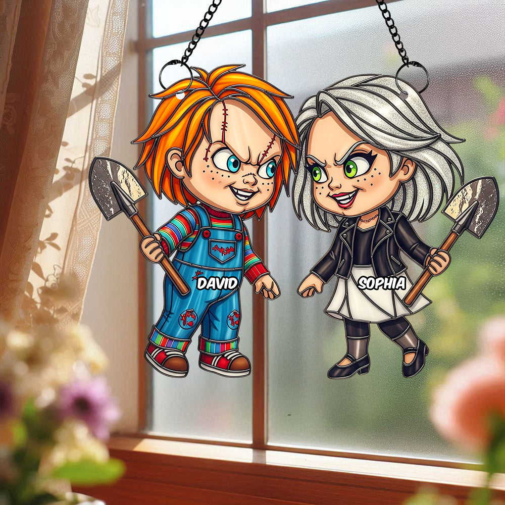 Villain Couple Suncatcher Ornament, Personalized Gifts For Horror Couple - Cute Christmas Tree Gift Idea
