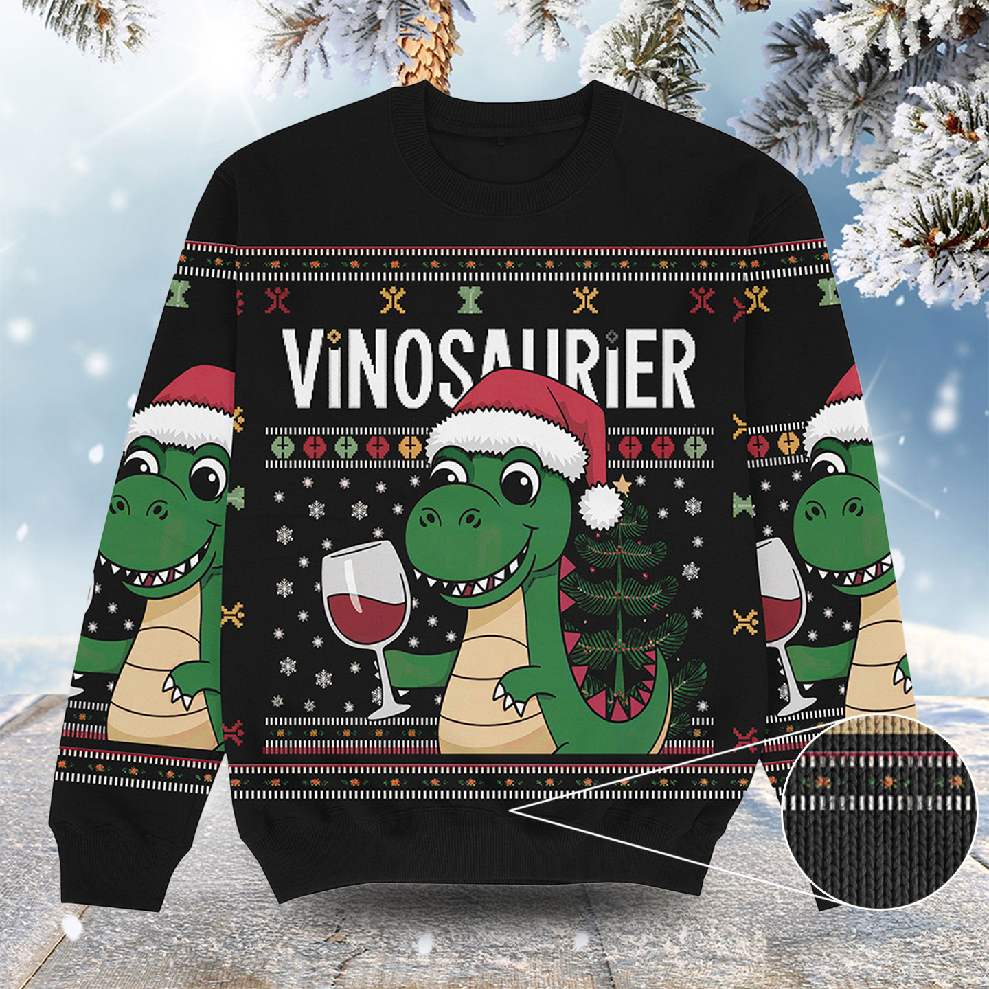 Vinosaur Christmas Ugly Sweater Merry Christmas Apparel Brother To Sister Christmas Gifts