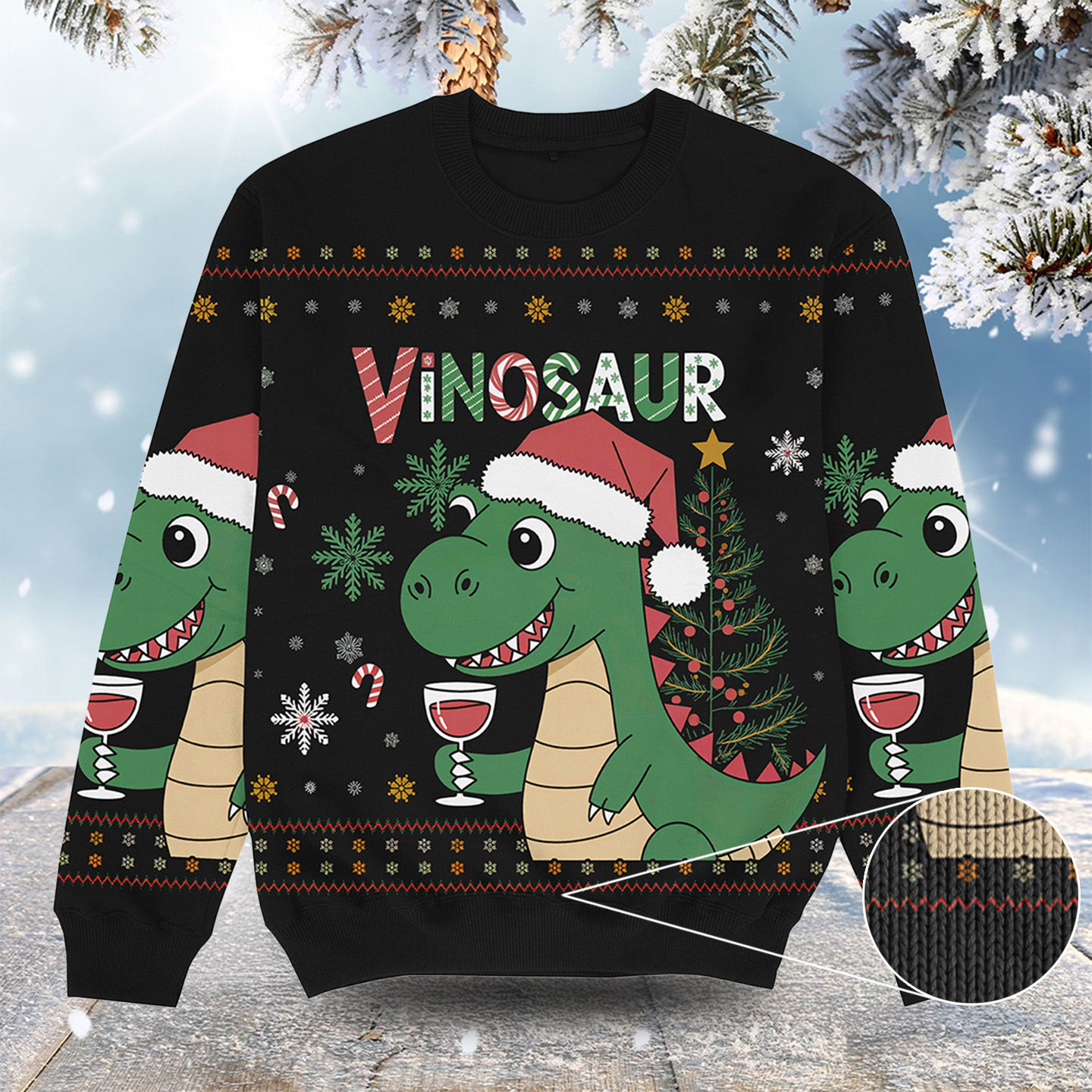 Vinosaur Christmas Ugly Sweater Merry Christmas Clothes Funny Christmas Gifts For Brother