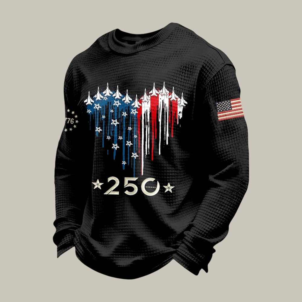 Vintage America 250th Anniversary Hearted Long Sleeve Shirt America's Birthday Apparel Gift For Him