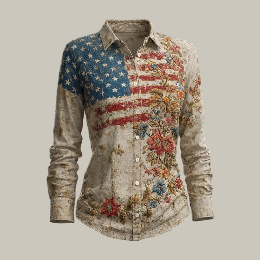 Vintage American 250th Anniversary Button Up Long Sleeve Shirt America's 250th Birthday Apparel