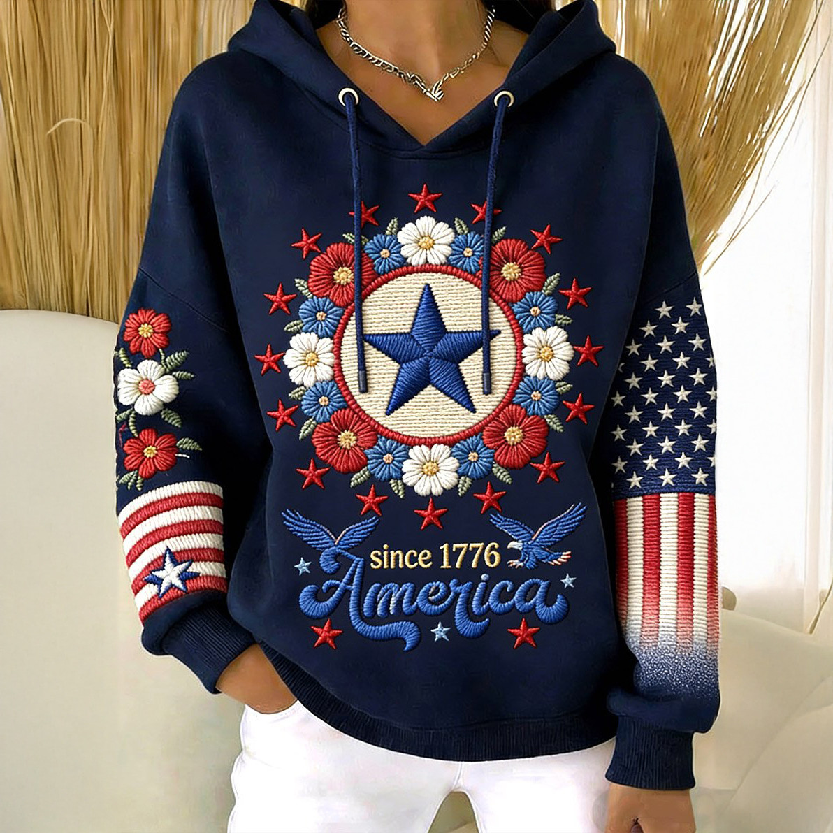 Vintage American 250th Anniversary Since 1776 Hoodie Independence Day Merch Patriotic Present