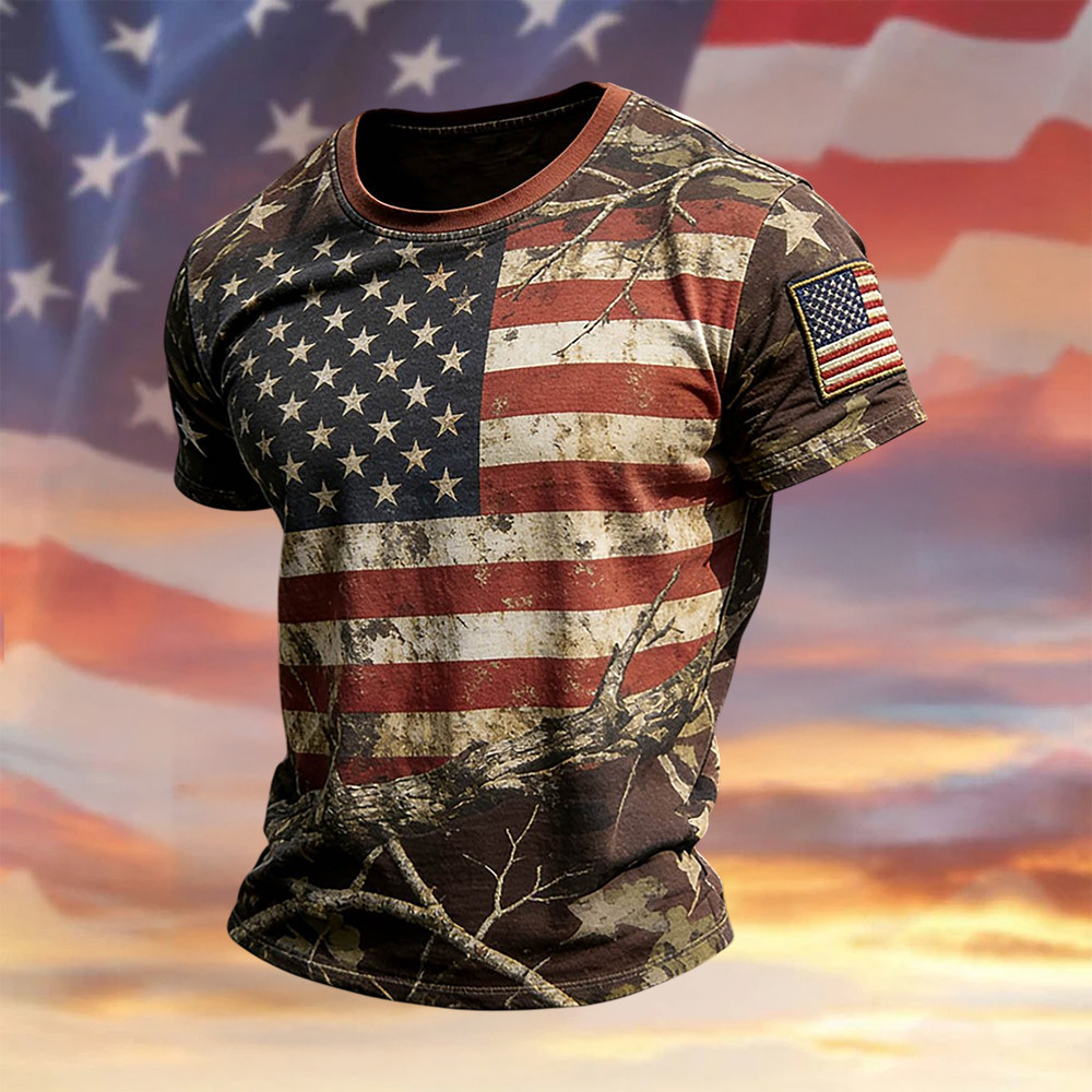 Vintage American Flag Graphic T-Shirt Independence Day 2026 Clothes Gift For Husband