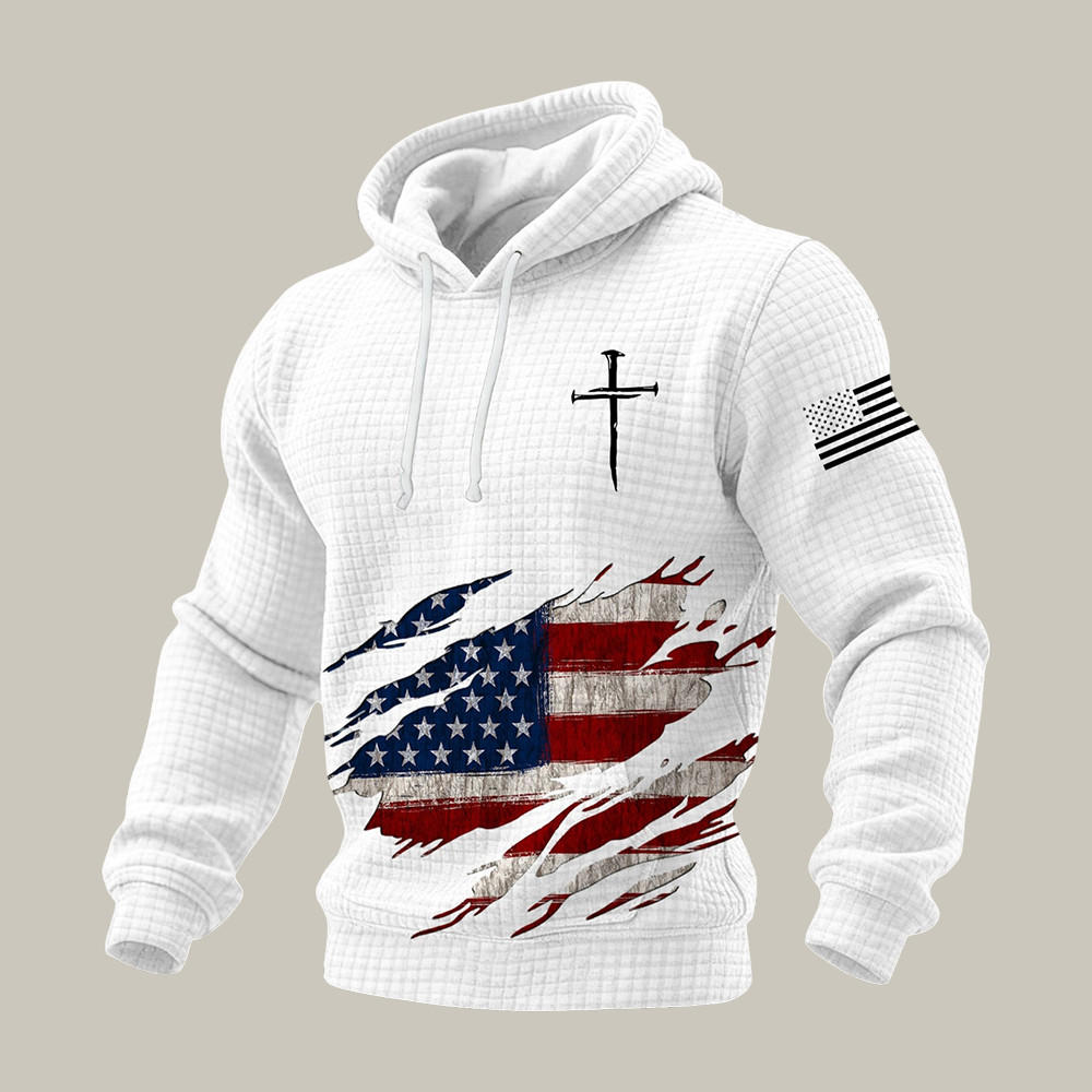 Vintage American Flag Hoodie America's Birthday Apparel July 4 Gift For Him