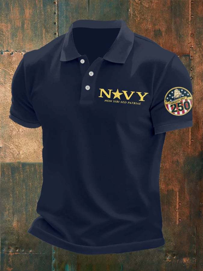 Vintage American Navy 250th Anniversary Non Sibi Sed Patriae Polo Shirt Gifts For Navy
