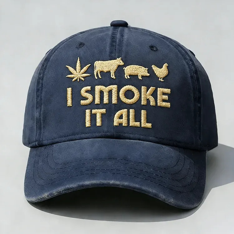 Vintage Baseball Hat I Smoke It All Funny Farm Dad Humor Trucker Style Fathers Day Gift for Him