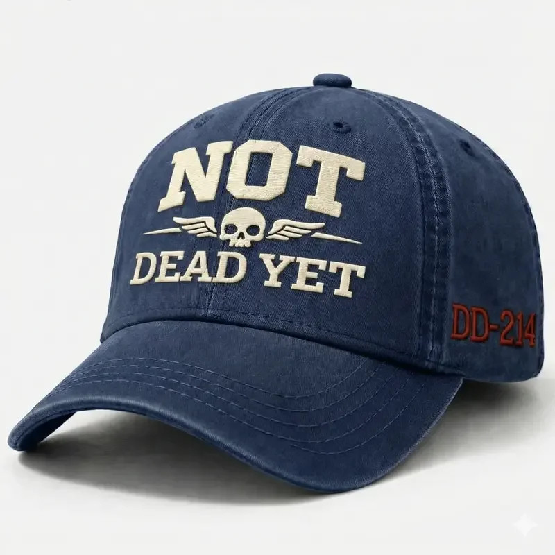 Vintage Baseball Hat Not Dead Yet Veteran Dad DD214 Military Humor Fathers Day Gift for Him