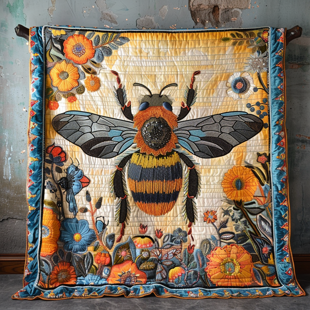 Vintage Bee Quilted Blanket Cute Fuzzy Blankets