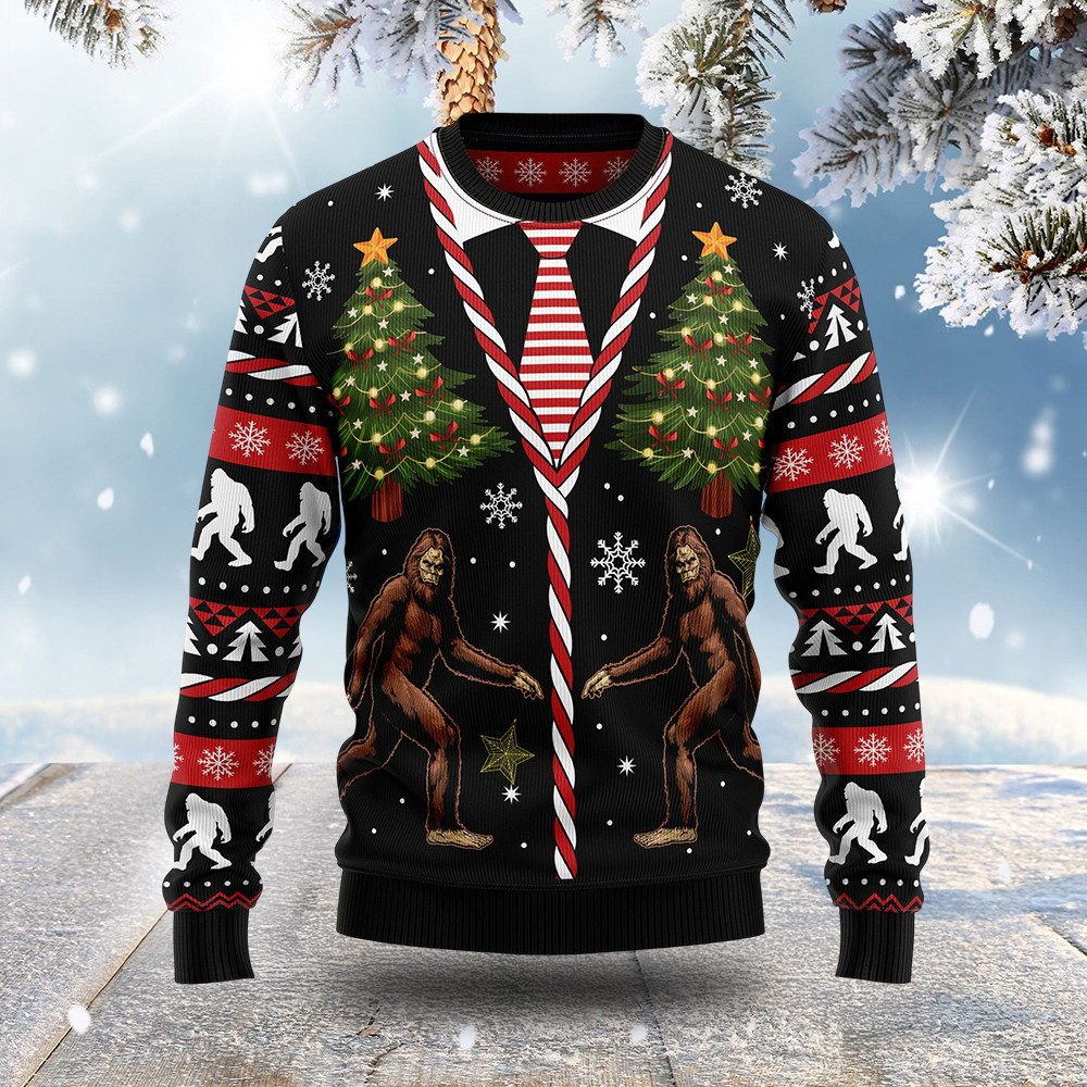 Vintage Bigfoot Ugly Christmas Sweater Mythical Themed Christmas Gifts For Him