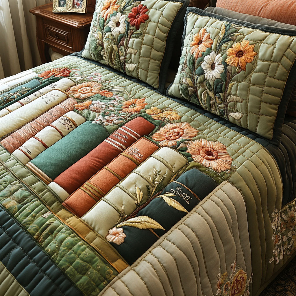 Vintage Book Haven Quilted Bedding Set Best Christmas Duvet Sets Christmas Gifts For Book Lovers