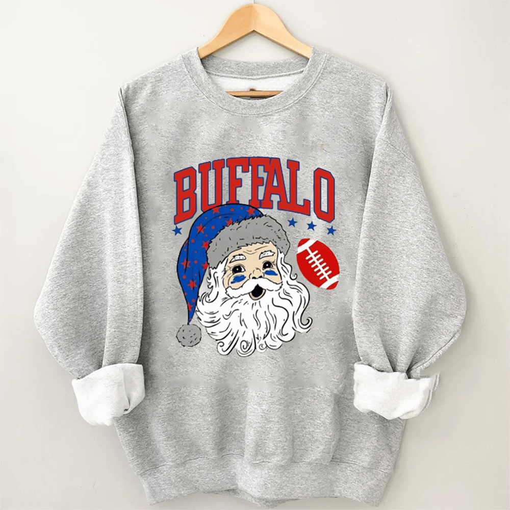 Vintage Buffalo Football Christmas Santa Sweatshirt Game Day Clothes Best Gift For Football Lover