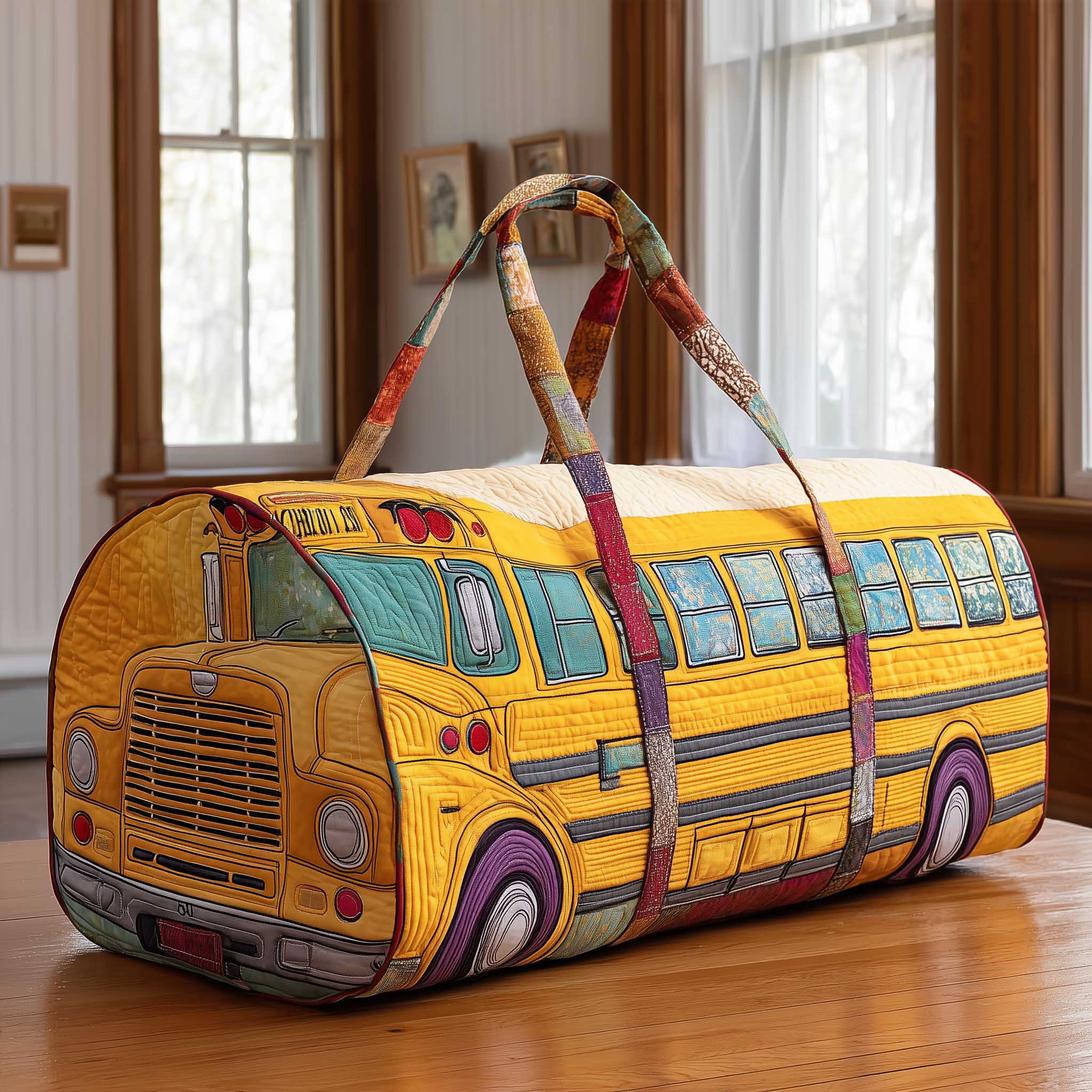 Vintage Bus Quilted Duffle Bag Back To School Essential