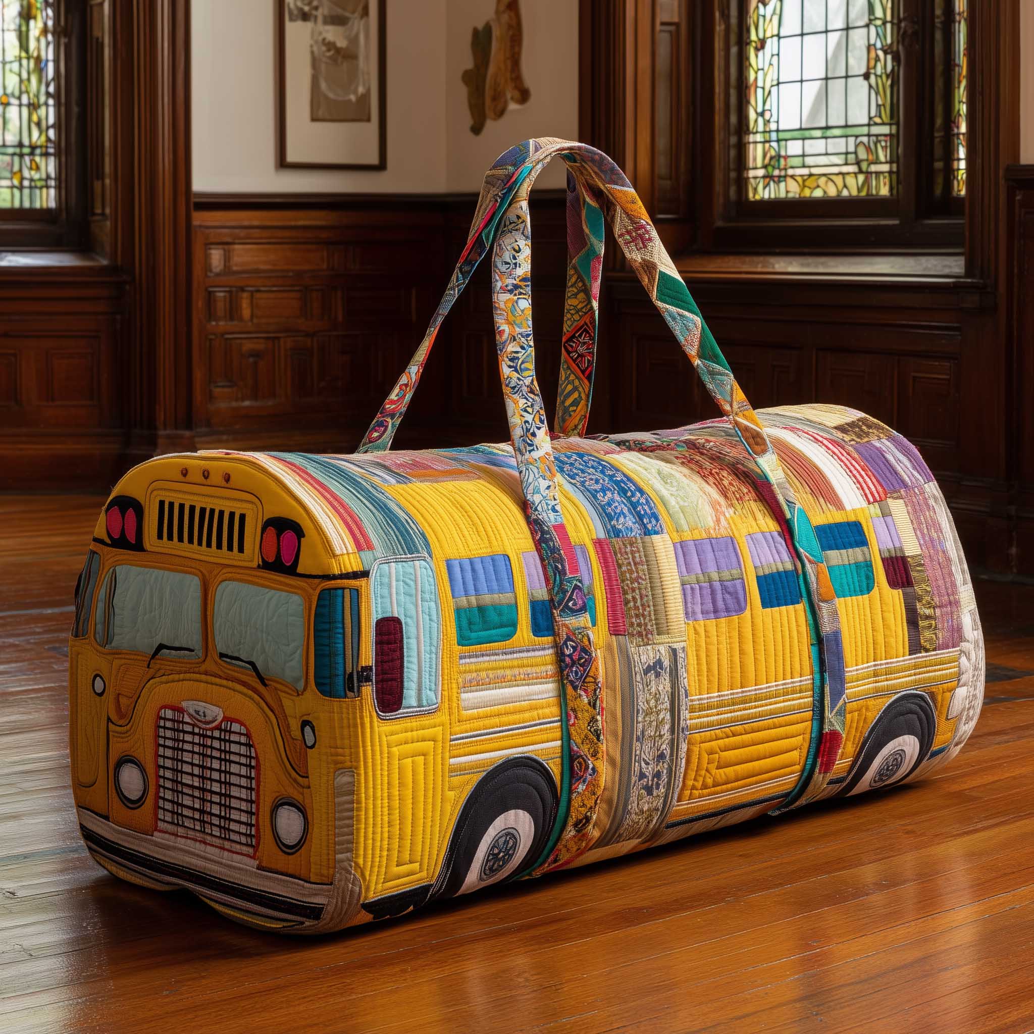 Vintage Bus Quilted Duffle Bag Summer Vacation Essential