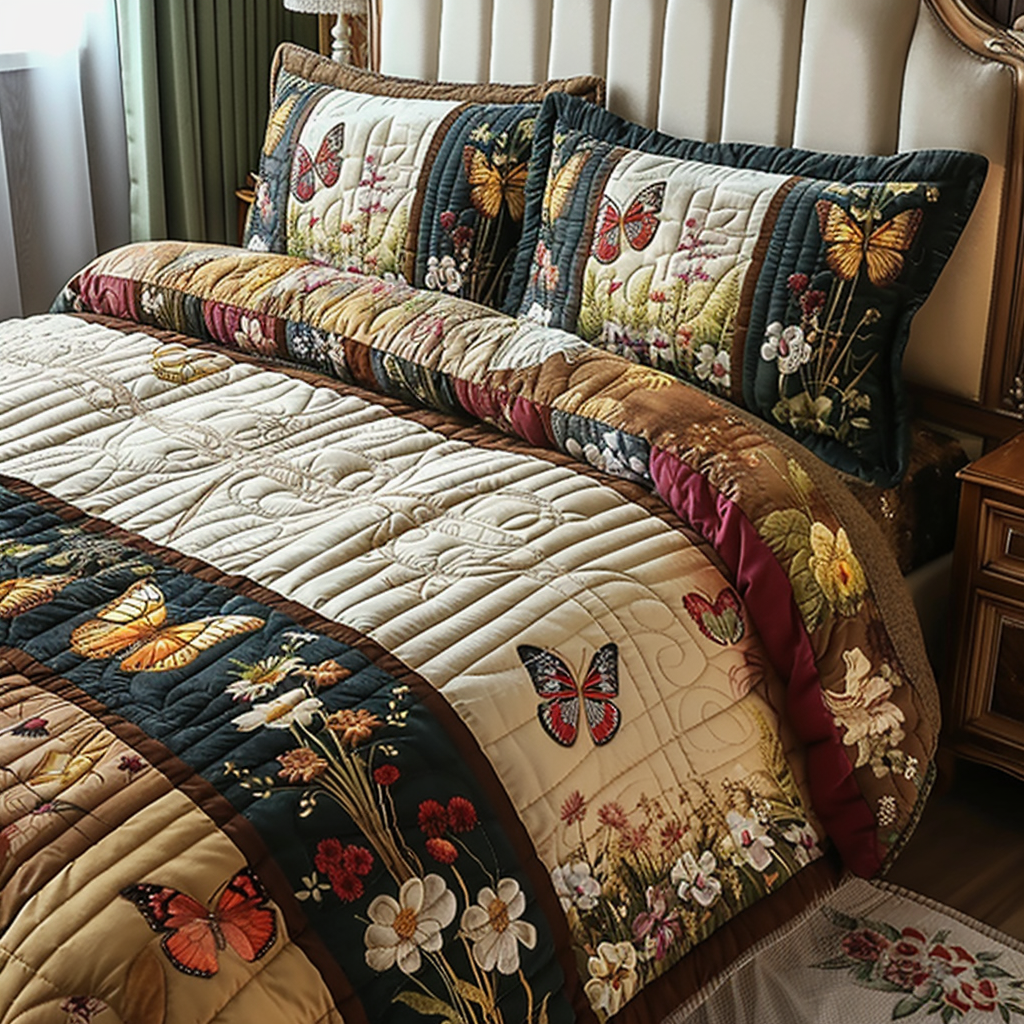 Vintage Butterfly Dreams Quilted Bedding Set Christmas Bedroom Ideas Butterfly Birthday Presents