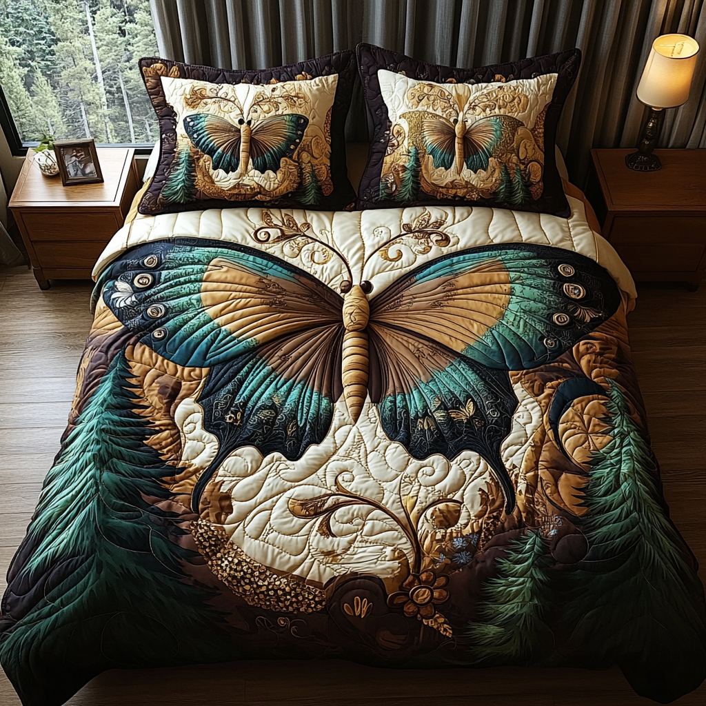 Vintage Butterfly Garden Quilted Bedding Set Christmas Bedroom Decor Ideas Butterfly Gifts For Grandma