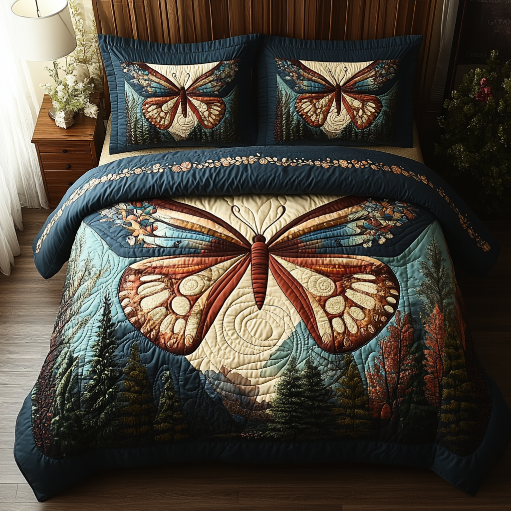 Vintage Butterfly Grace Quilted Bedding Set Best Comforter Sets Butterfly Gifts For Girlfriend