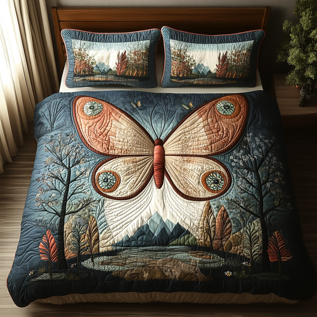 Vintage Butterfly Soul Quilted Bedding Set Bed Decorations Best Butterfly Presents For Women