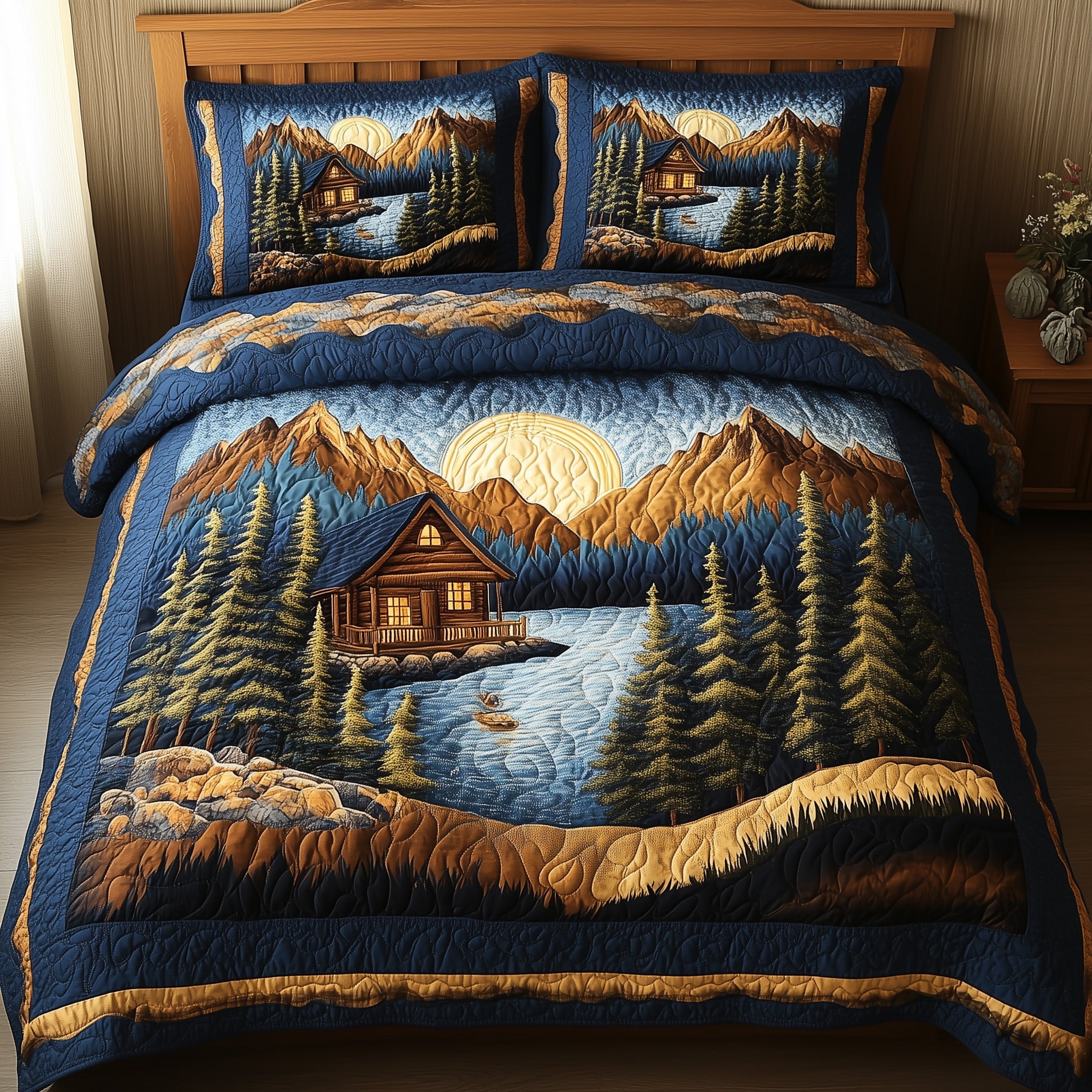 Vintage Cabin Quilted Bedding Set Duvet Cover Bed Sheet Cute Secret Santa Gifts