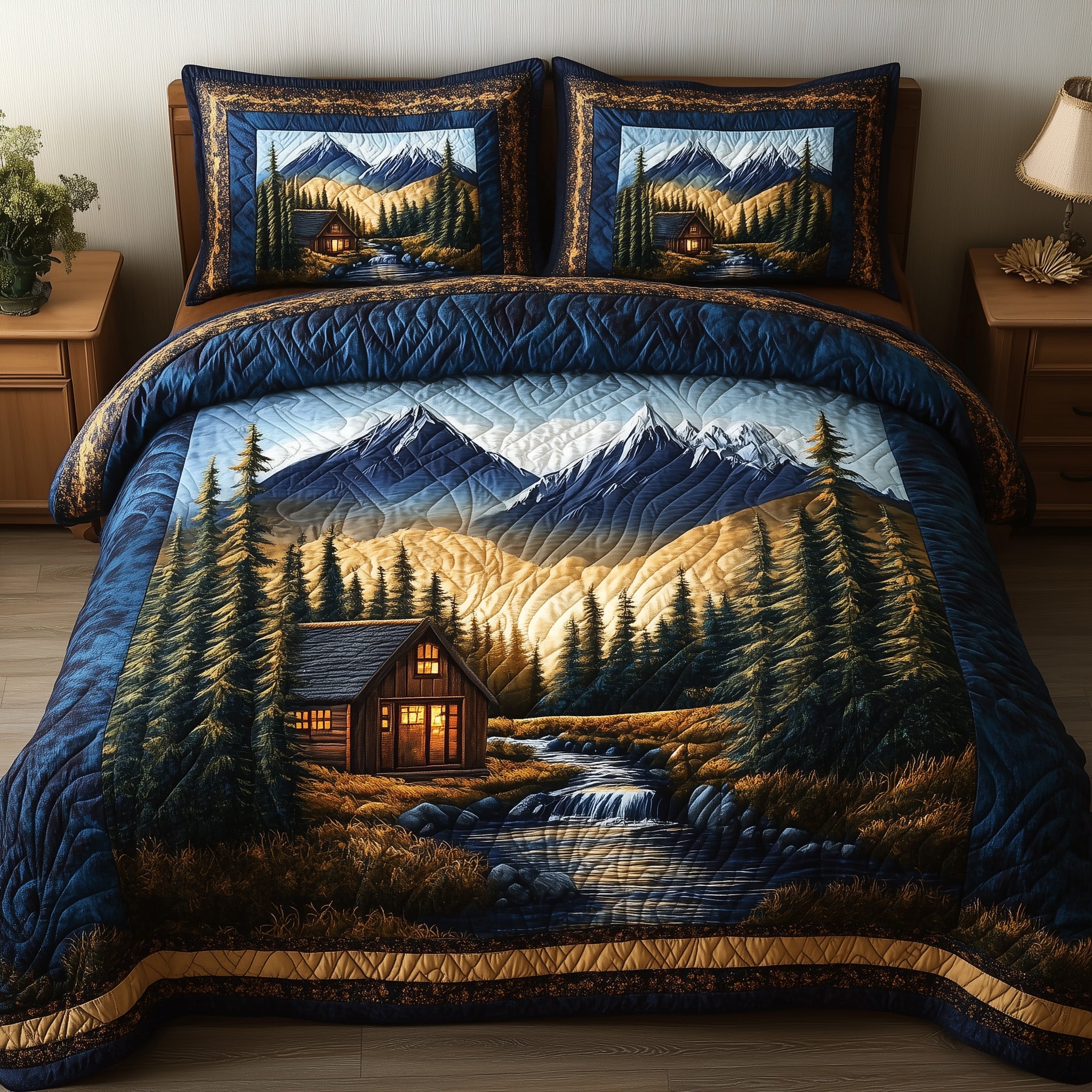 Vintage Cabin Quilted Bedding Set Duvet Cover Bed Sheet Funny Secret Santa Presents