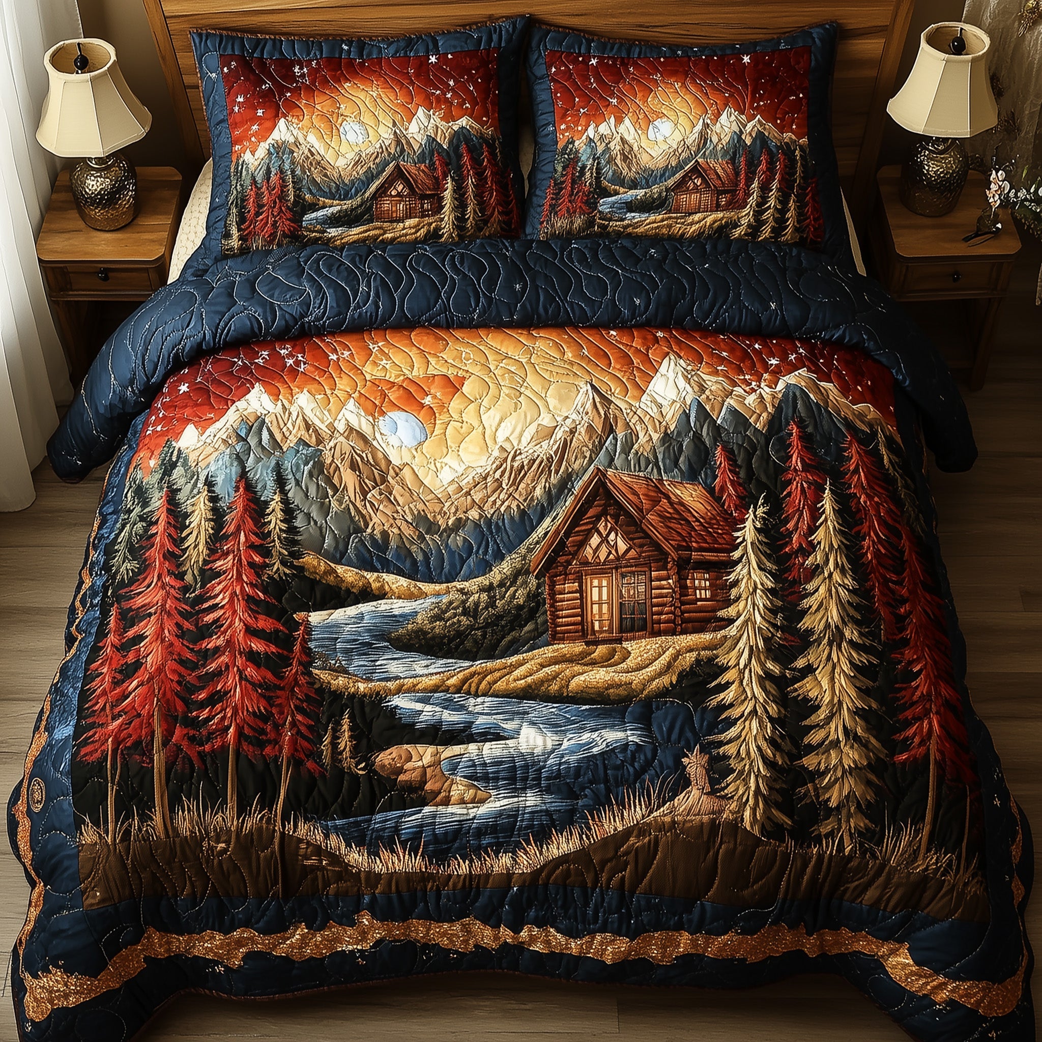 Vintage Cabin Quilted Bedding Set Duvet Cover Bed Sheet Secret Santa Ideas For Friends
