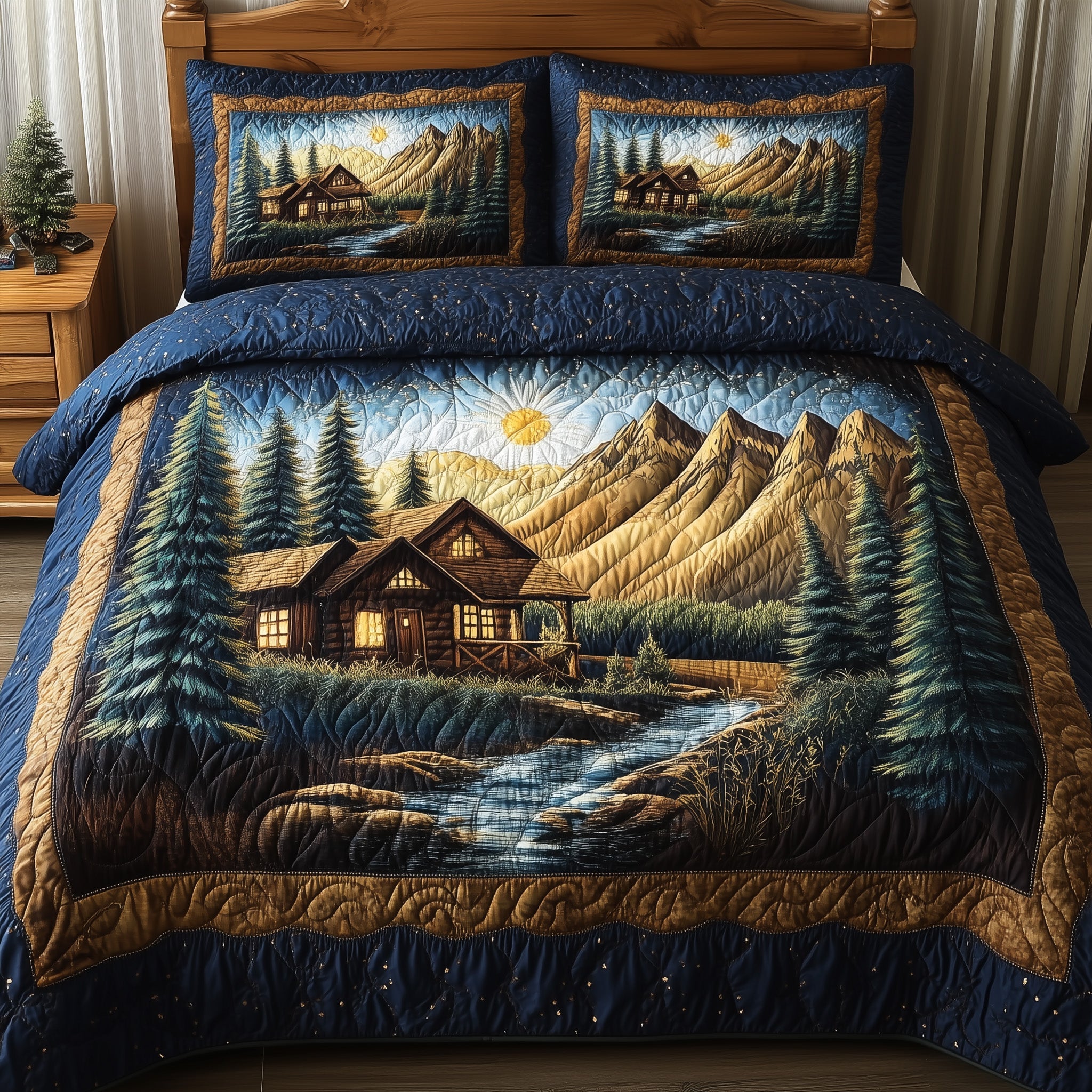 Vintage Cabin Quilted Bedding Set Duvet Cover Bed Sheet Unique Secret Santa Gifts