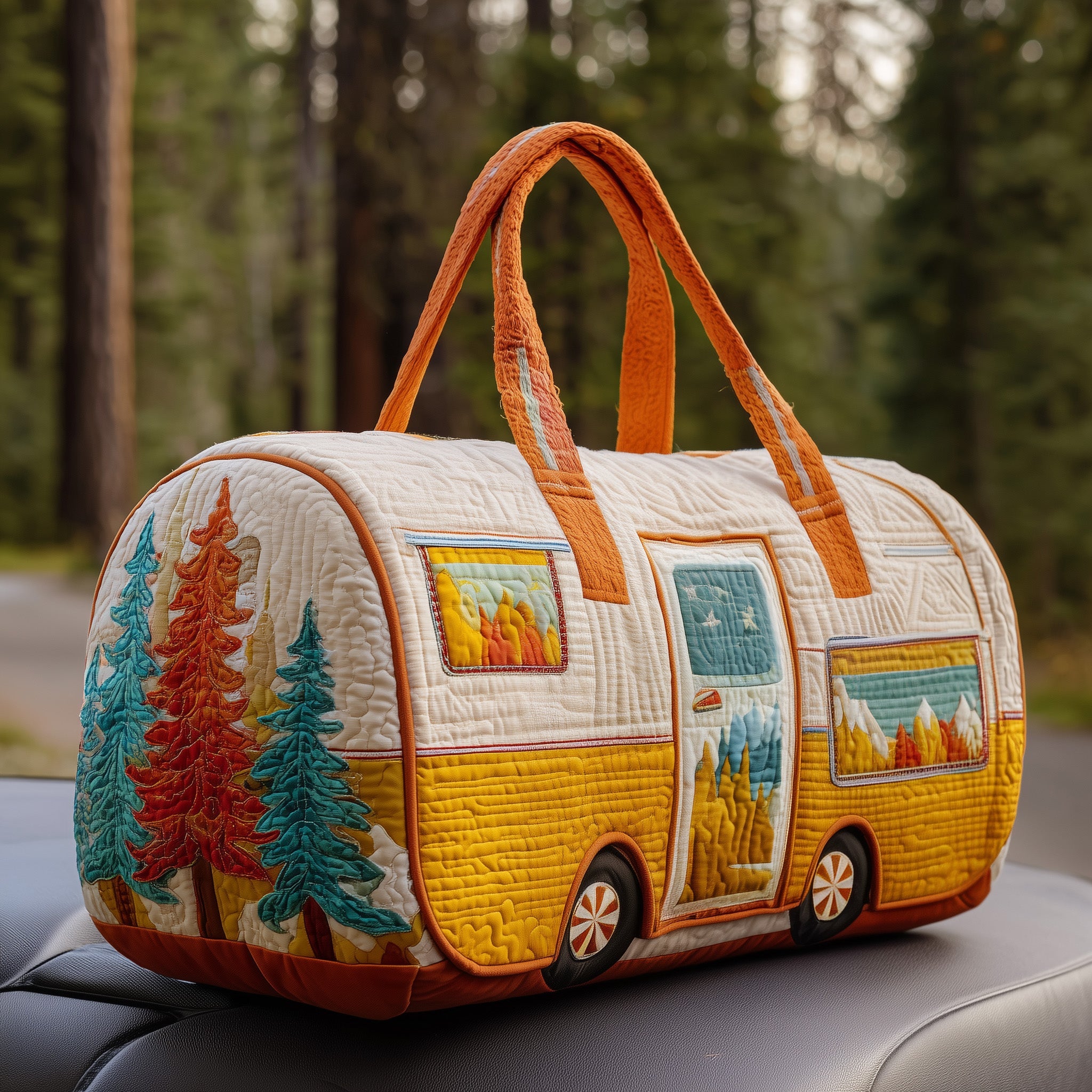 Vintage Camping Trailer Quilted Duffle Bag Fall Gift Choice
