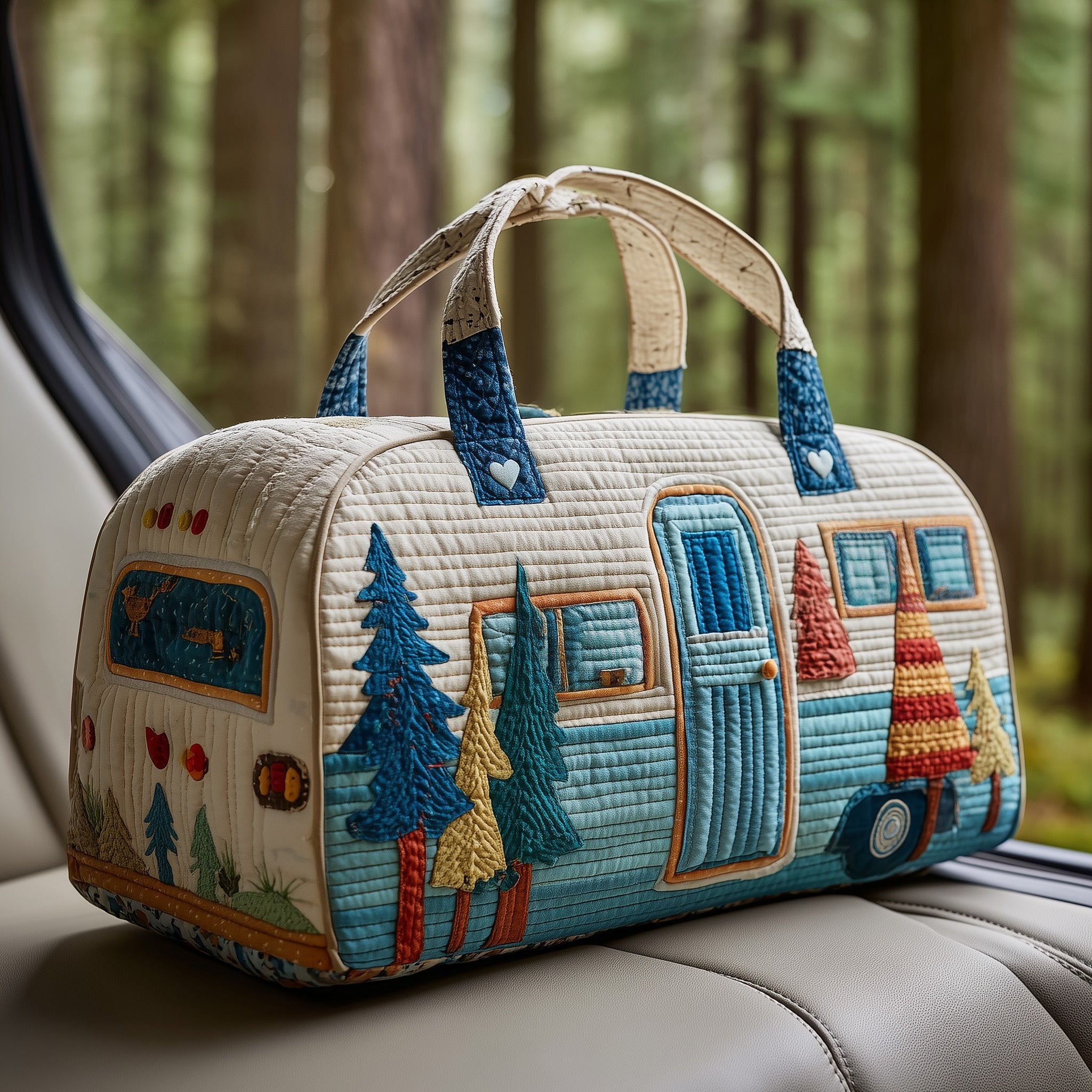 Vintage Camping Trailer Quilted Duffle Bag Gift For Him